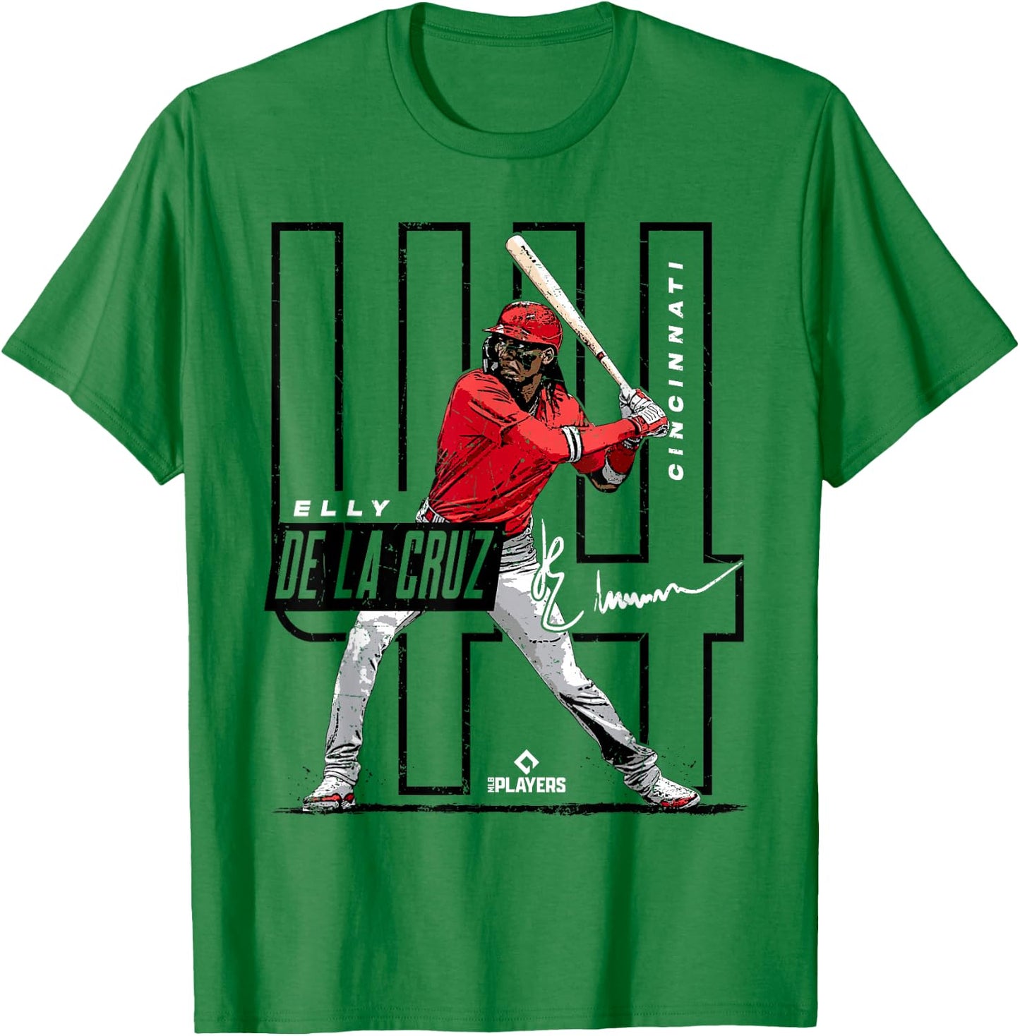 License Champs Elly De La Cruz | Cincinnati MLB Players League | MLBCRU4022 , Small, Red T-Shirt - T-Shirt | Irish Green