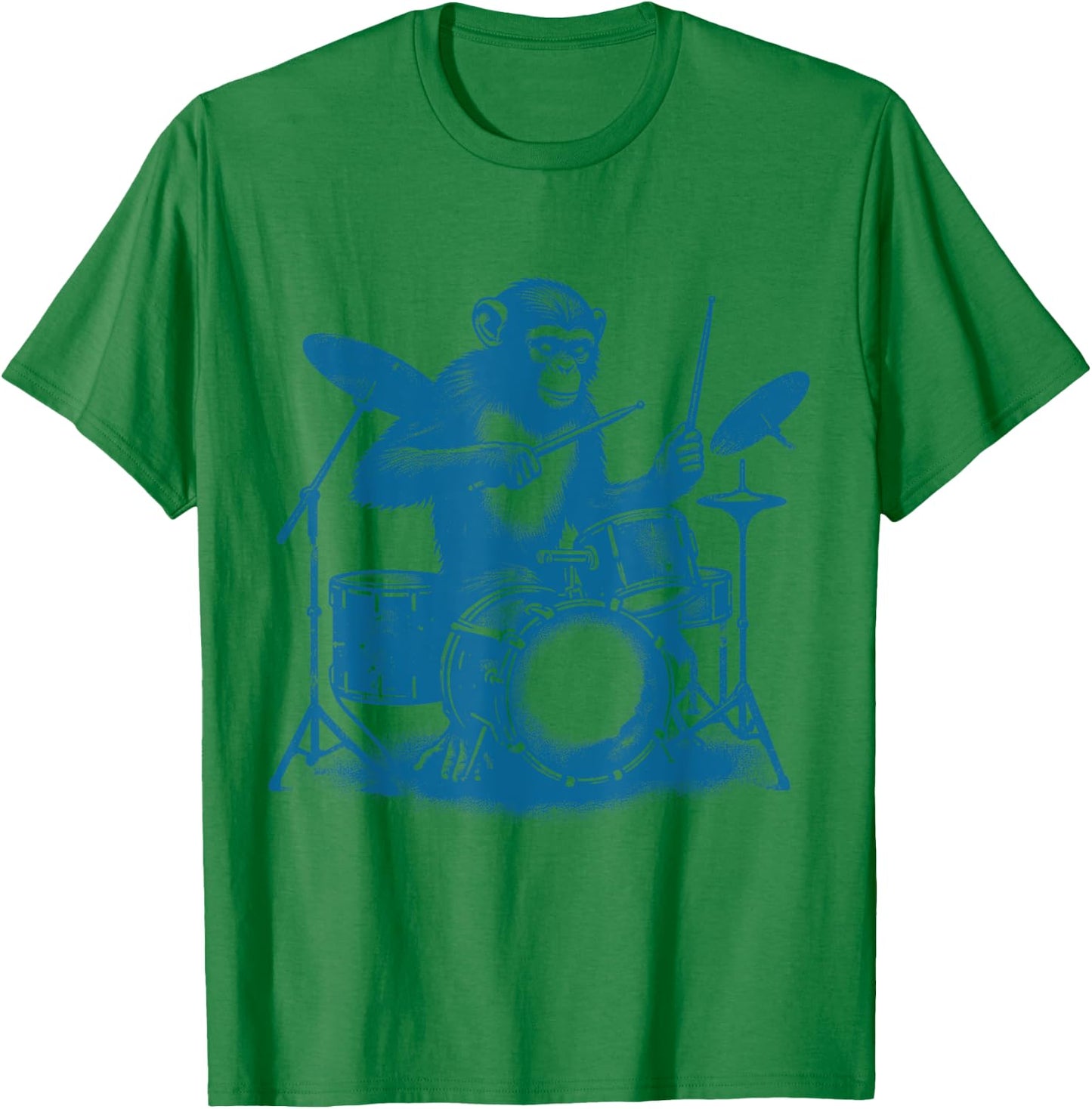 Who Love Drummer Drums Drums Drummer Monkey Playing Drums Vintage Art Monkey On Drums T-Shirt - T-Shirt | Irish Green