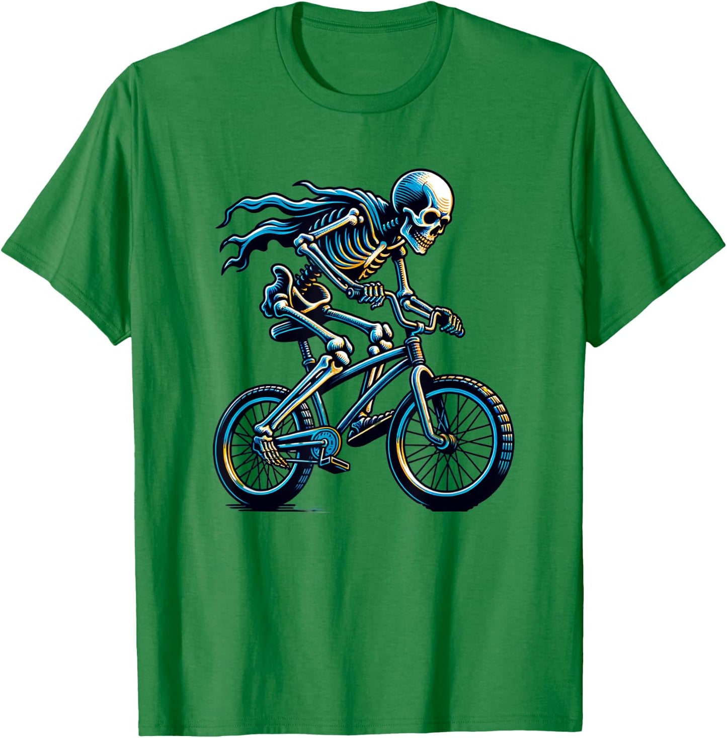 Funny Halloween Skeleton Riding Bicycle, Cute Cycling Biking T-Shirt - T-Shirt | Irish Green