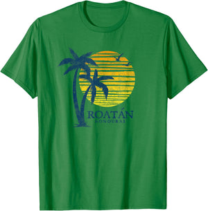 Vintage Roatan Honduras Retro Throwback Souvenir T-Shirt - T-Shirt | Irish Green