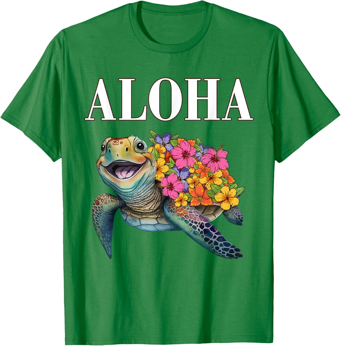Aloha Hawaii Hawaiian-Shirt Turtle Hibiscus Kids Girl Women T-Shirt - T-Shirt | Irish Green