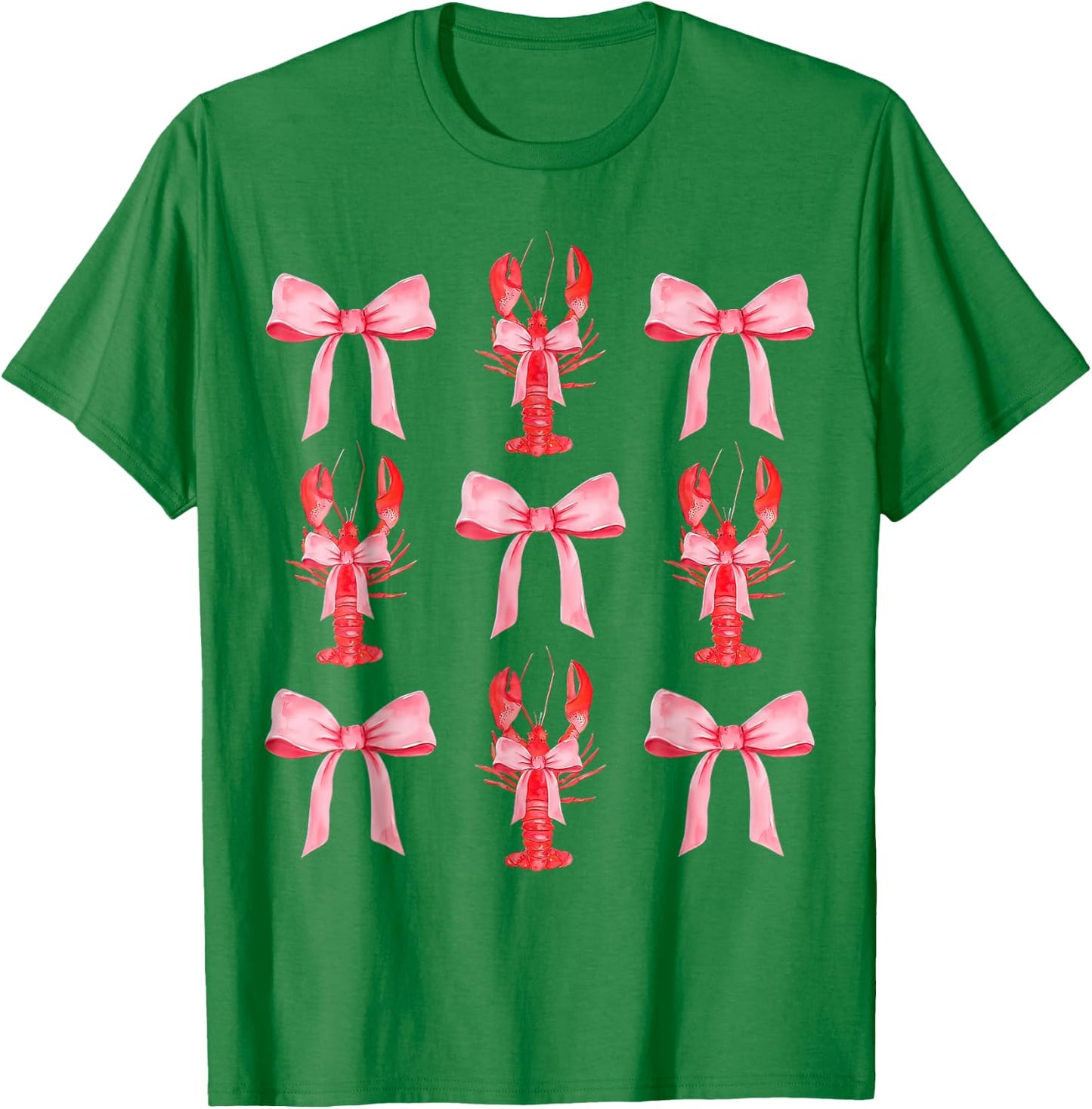 Pink Bow Cute Coquette Crawfish Clean Girl Aesthetic T-Shirt - T-Shirt | Irish Green
