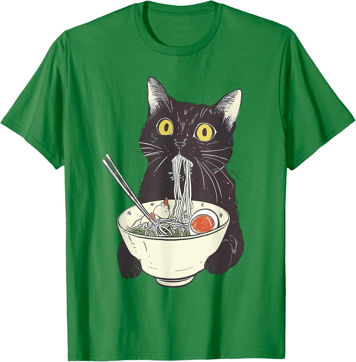 Cat Ramen Noodle Japanese Anime Manga Kawaii Cat T-Shirt - T-Shirt | Irish Green