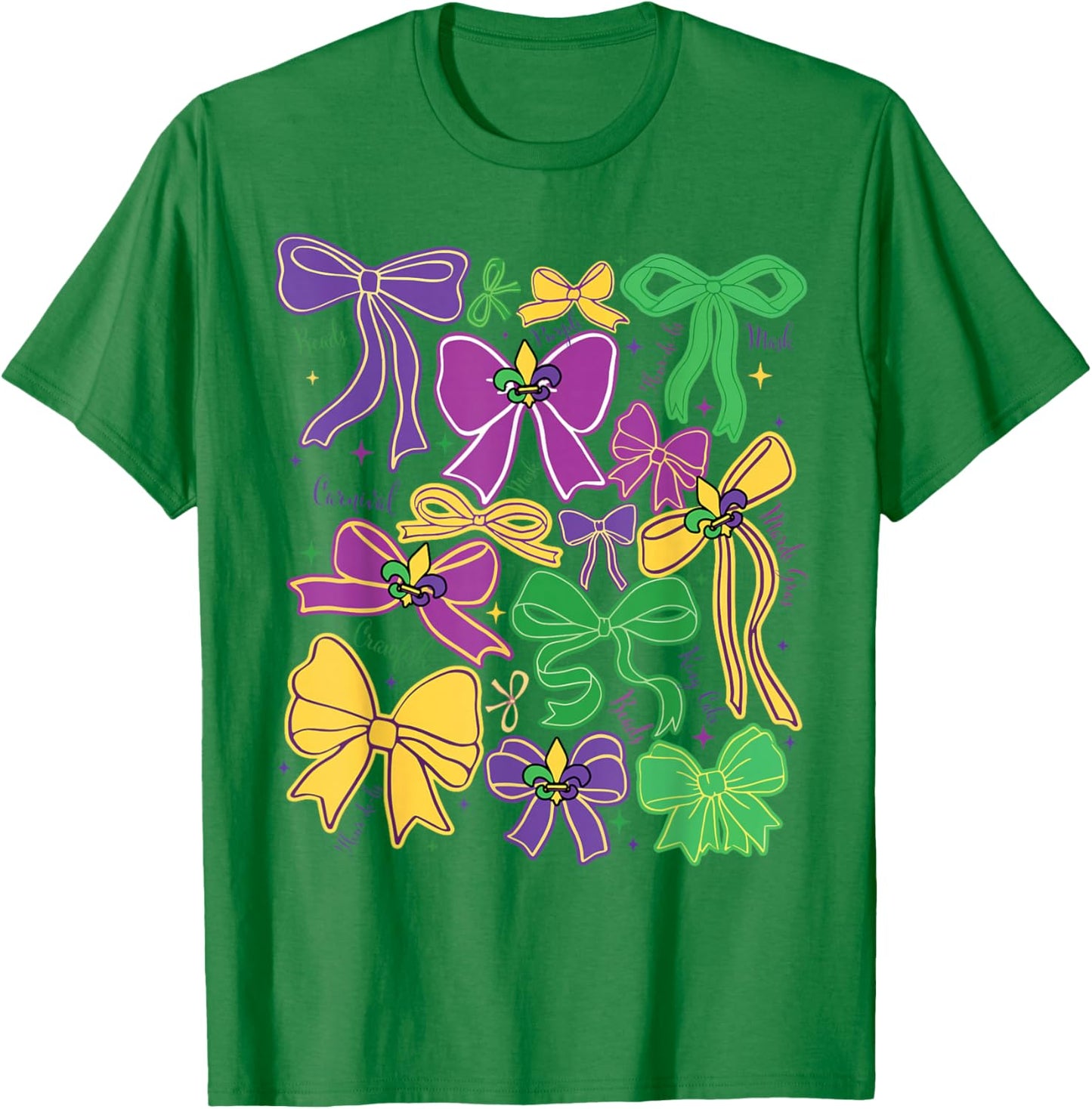 Mardi Gras Coquette Bow Louisiana Masked Women Kids Checkred T-Shirt - T-Shirt | Irish Green