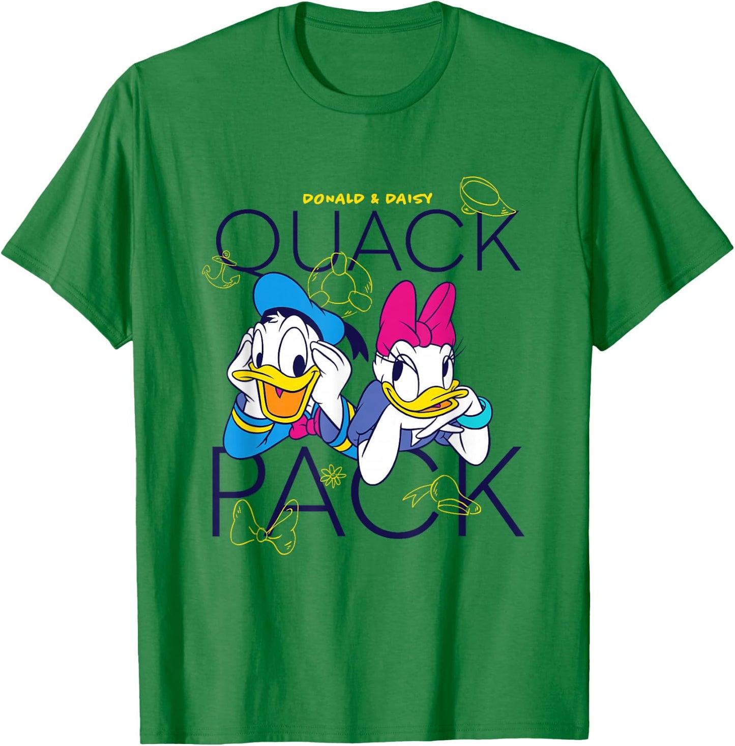 Disney Mickey and Friends Donald Daisy Quack Pack Chest Logo T-Shirt - T-Shirt | Irish Green