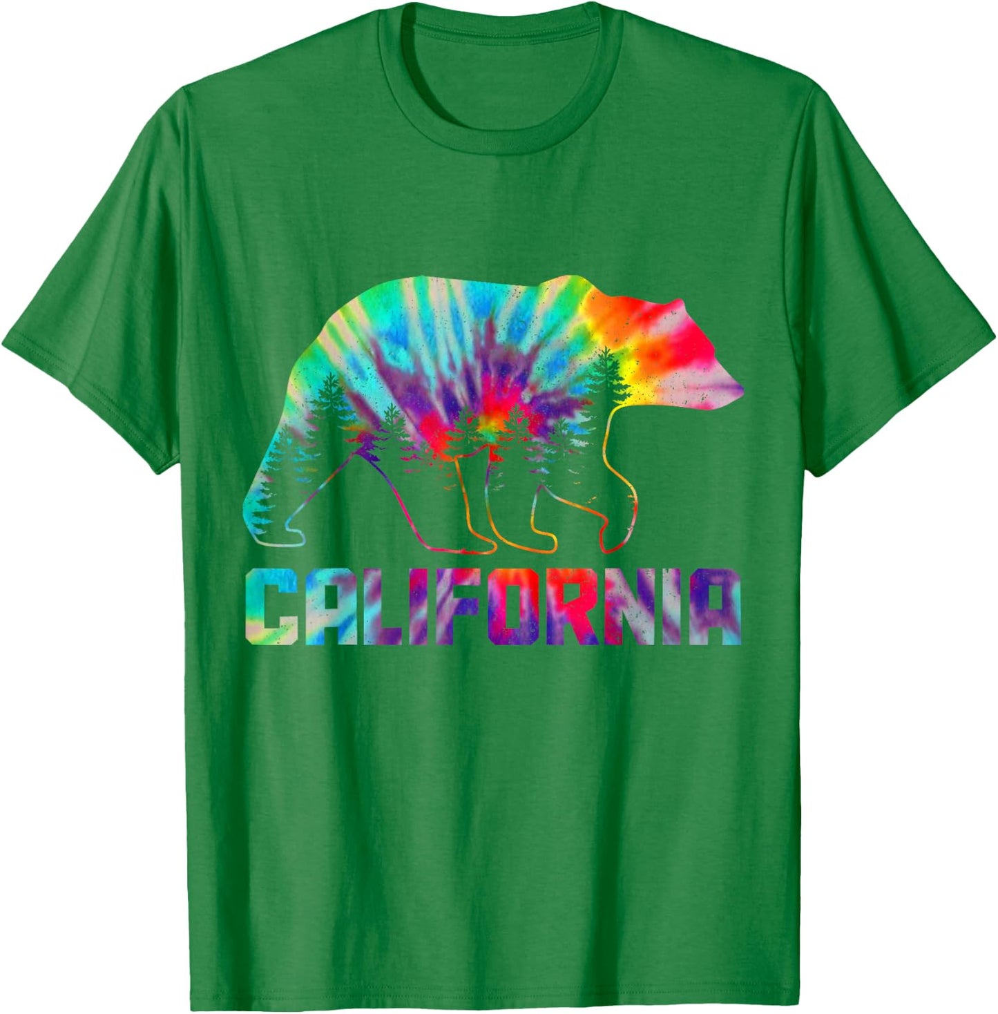 California Tie Dye Bear Pride Outdoor Vintage Cali T-Shirt - T-Shirt | Irish Green