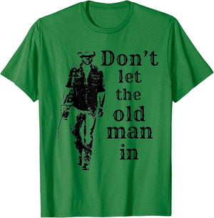 Don't let The Old Man in Vintage Man Walking with a Guitar T-Shirt - T-Shirt | Irish Green