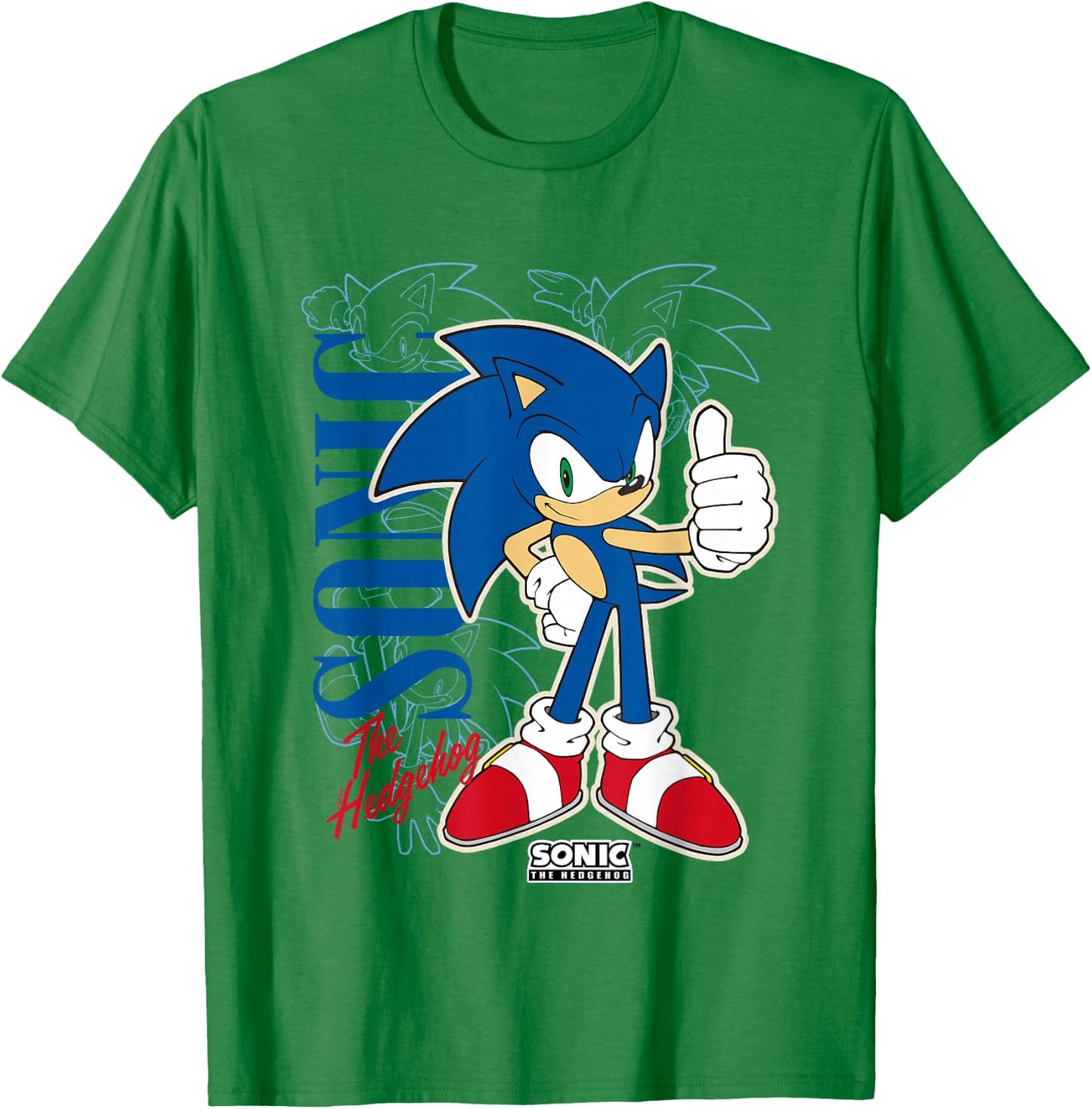Sonic The Hedgehog Thumbs Up Retro Shot T-Shirt - T-Shirt | Irish Green