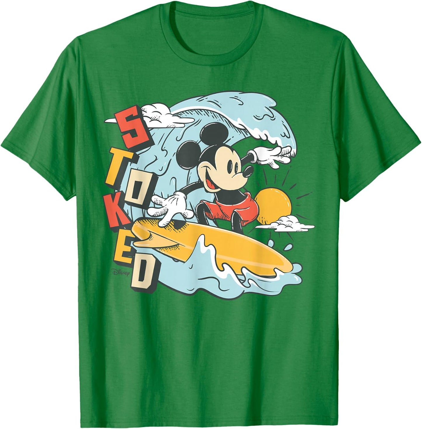 Mickey Mouse - Summer Surf Stoked T-Shirt - T-Shirt | Irish Green