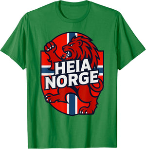 Classic Cheer Norway HEIA Norge Country Slogan Flag Spirit T-Shirt - T-Shirt | Irish Green