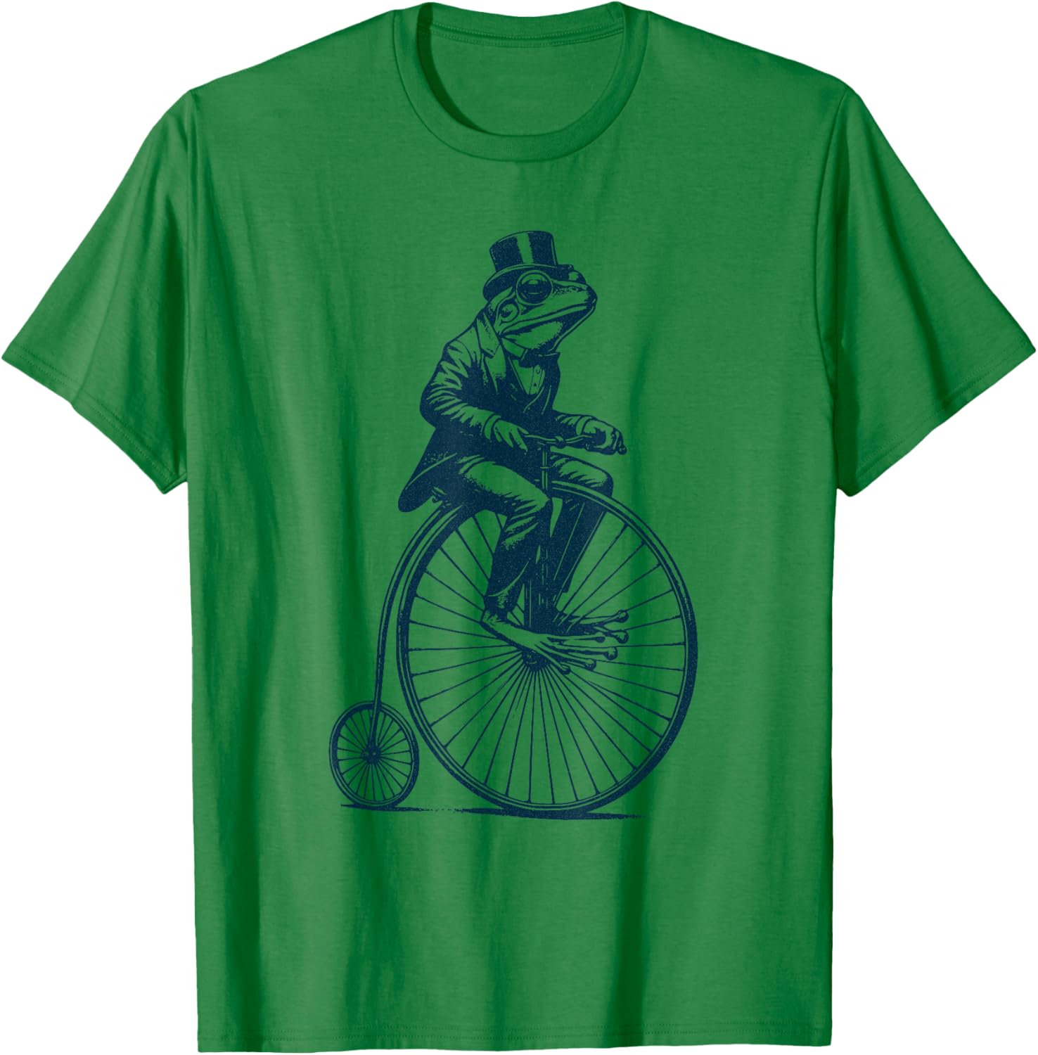 Dapper Frog riding a Vintage Penny-Farthing Bicycle Cyclist T-Shirt - T-Shirt | Irish Green