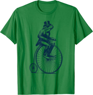 Dapper Frog riding a Vintage Penny-Farthing Bicycle Cyclist T-Shirt - T-Shirt | Irish Green
