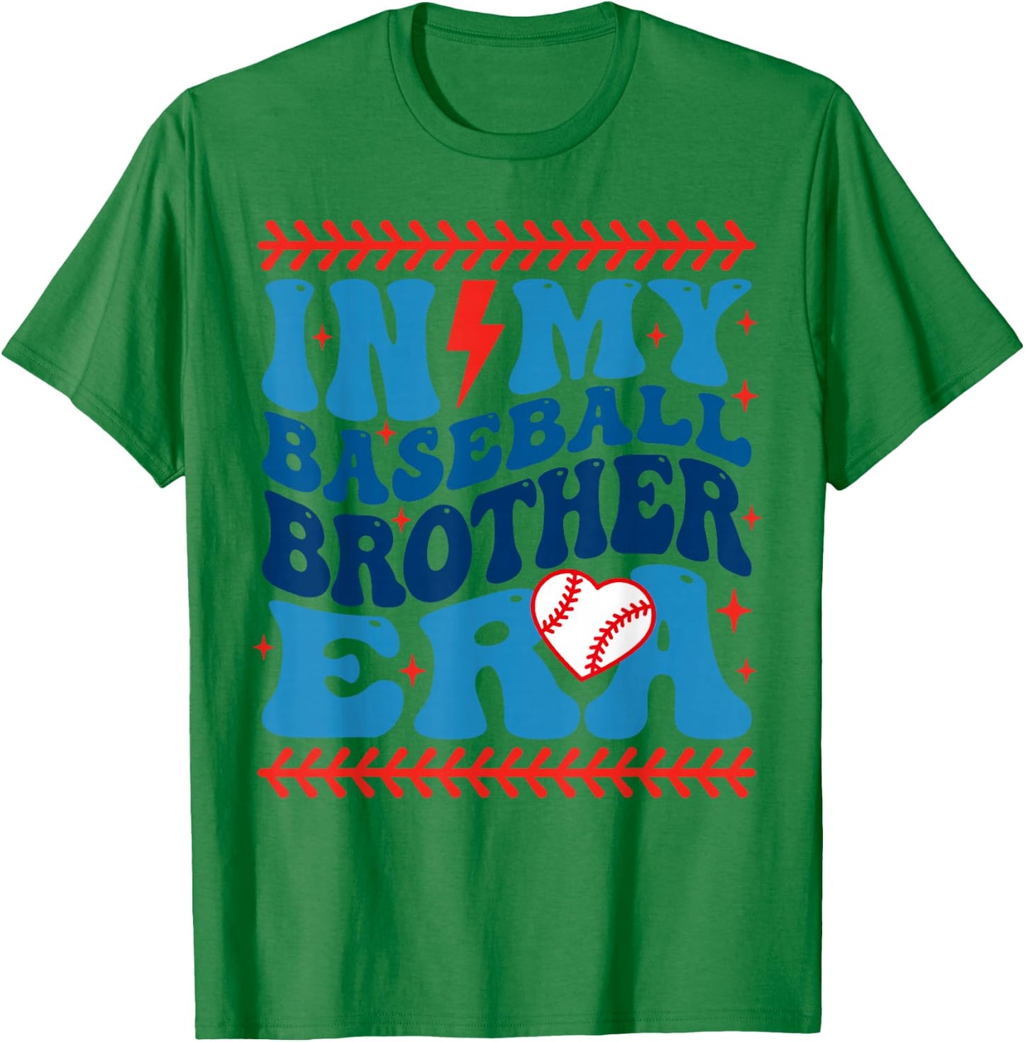 In My Baseball Brother Era Groovy Baseball Family Matching T-Shirt - T-Shirt | Irish Green