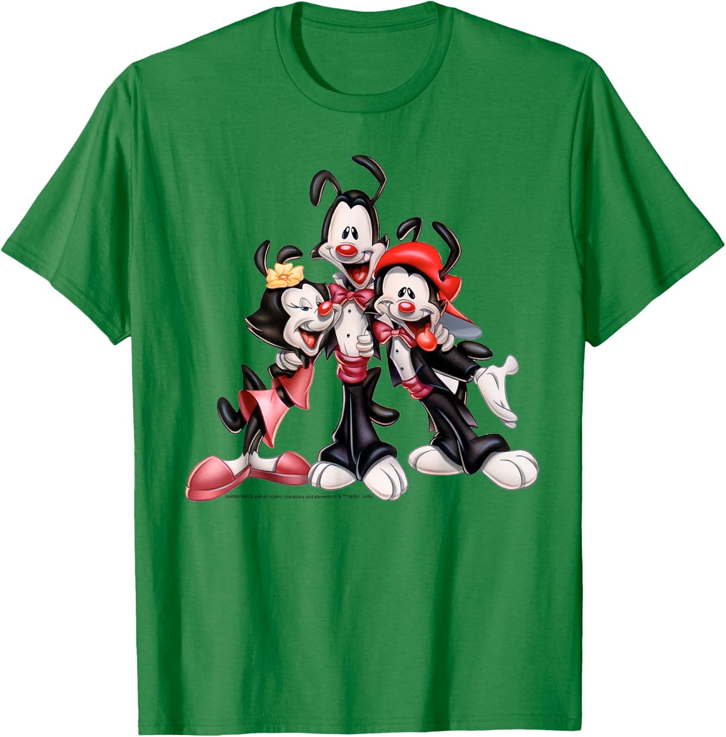 Animaniacs Yakko Wakko & Dot Airbrush T-Shirt - T-Shirt | Irish Green