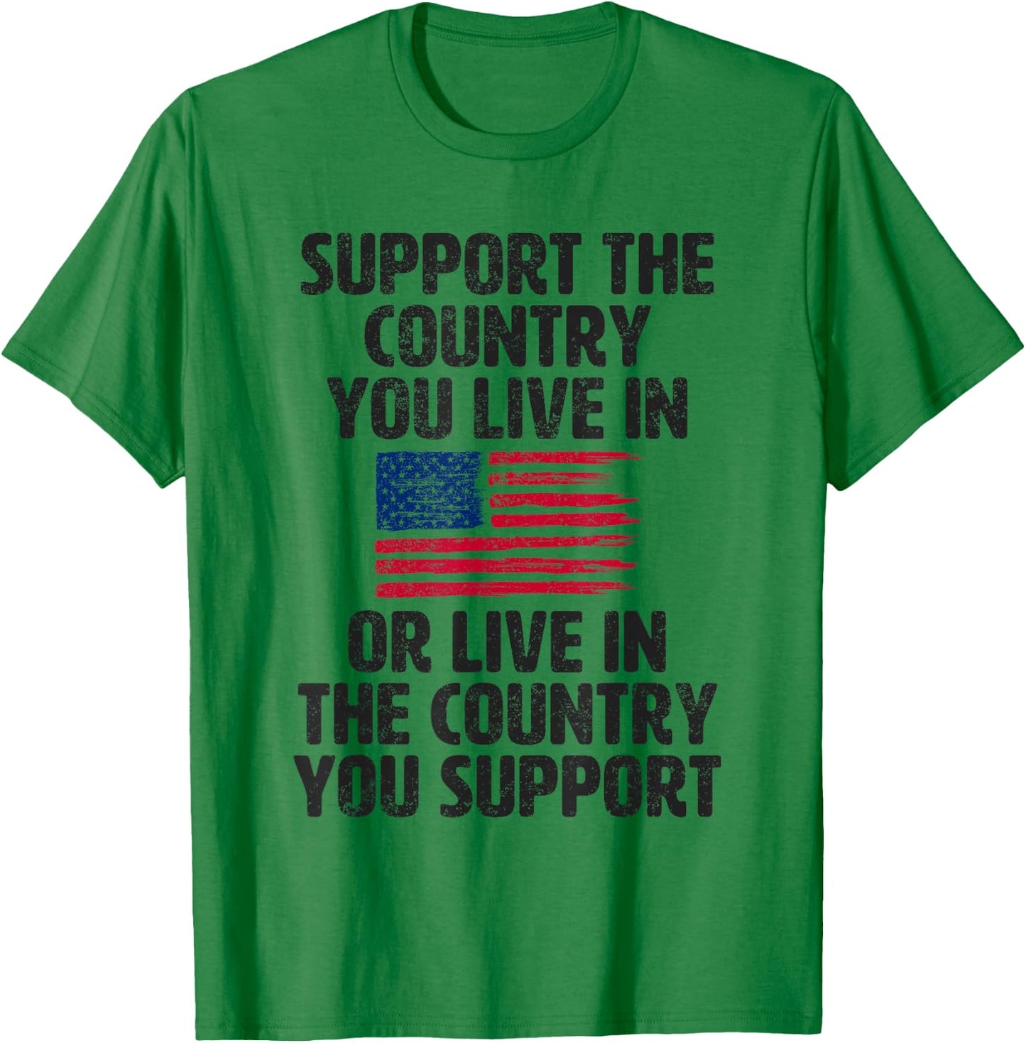 Support The Country You Live In USA American Flag T-Shirt - T-Shirt | Irish Green