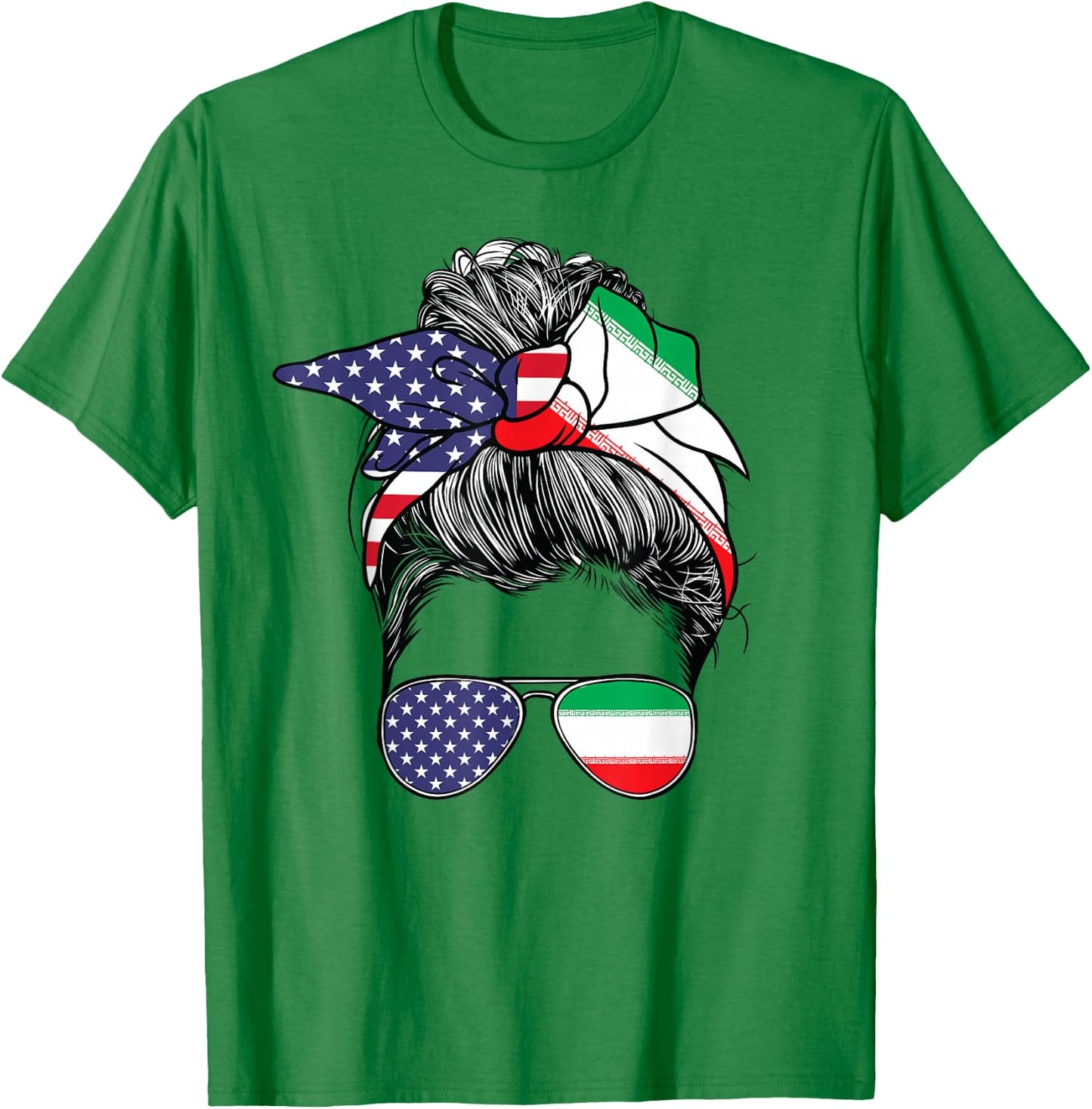 Iranian Women Girl USA Heritage American Iran Flag T-Shirt - T-Shirt | Irish Green