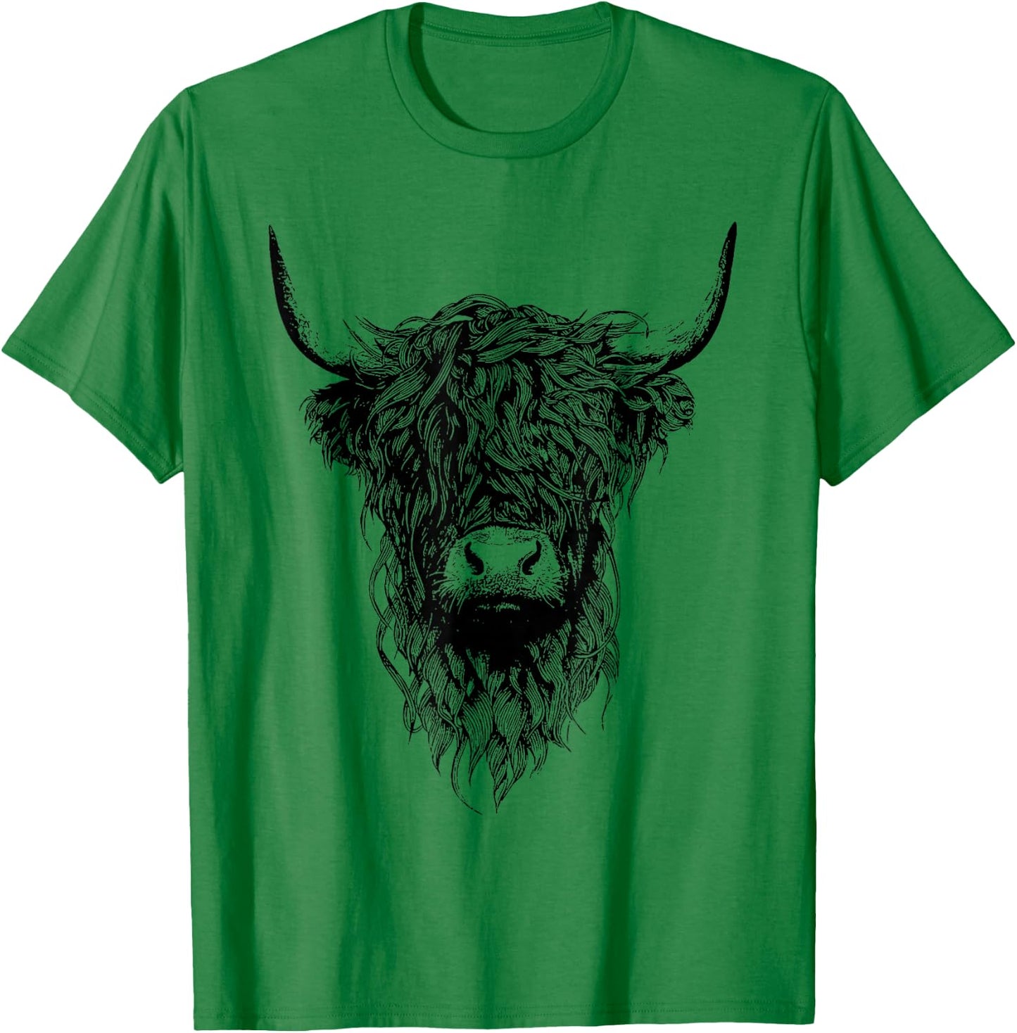 Scottish Highland Cow Cattle Hairy Cow T-Shirt - T-Shirt | Irish Green