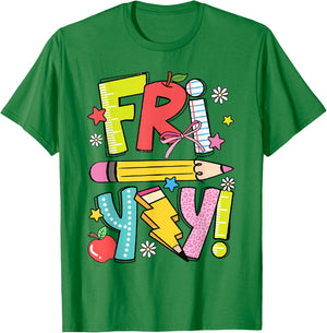 Retro Teacher Fri-Yay Dalmatian Teacher Team Back To School T-Shirt - T-Shirt | Irish Green