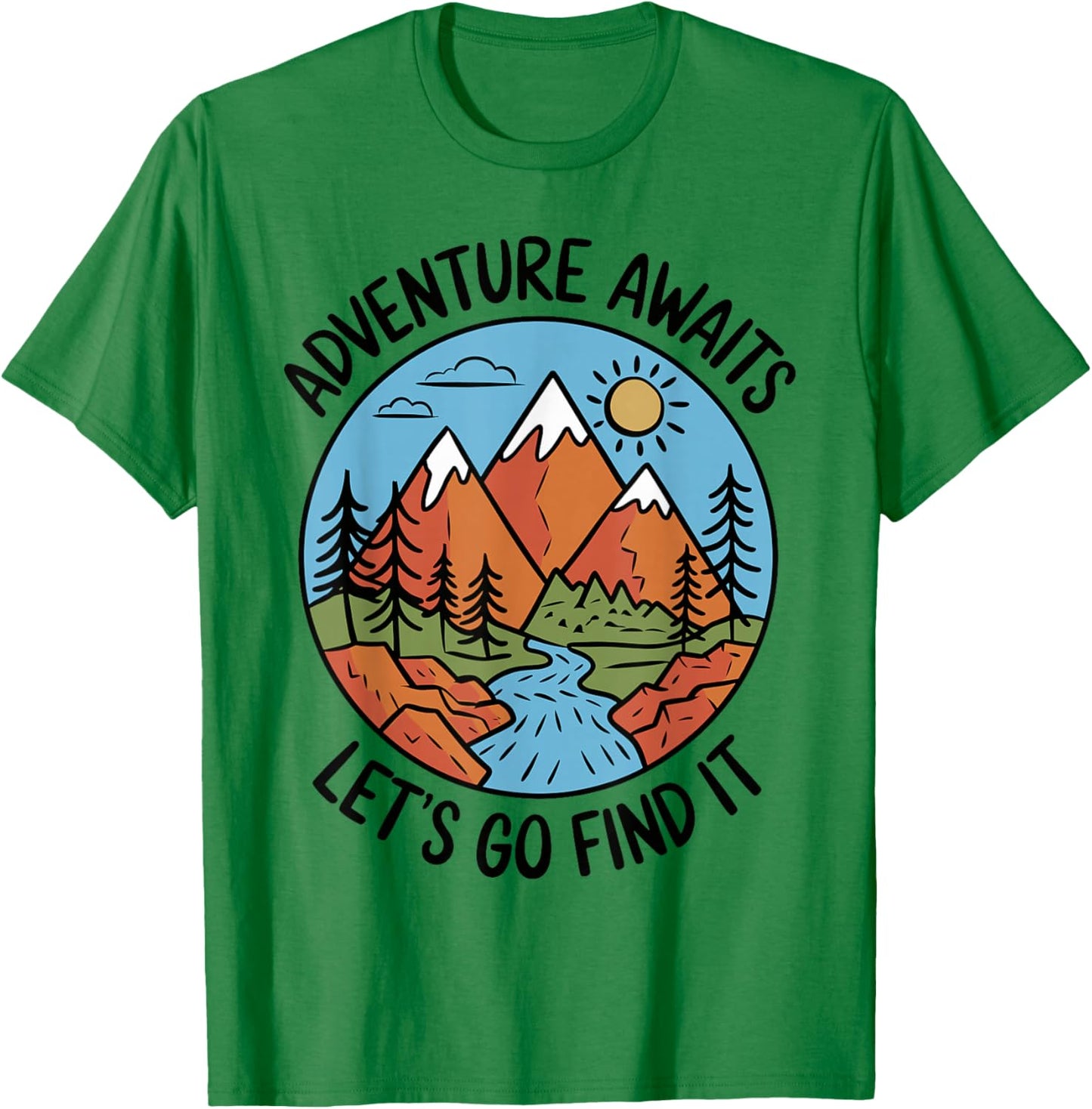 Adventure Awaits Let's Go Find It T Shirt Travel Inspired T-Shirt - T-Shirt | Irish Green