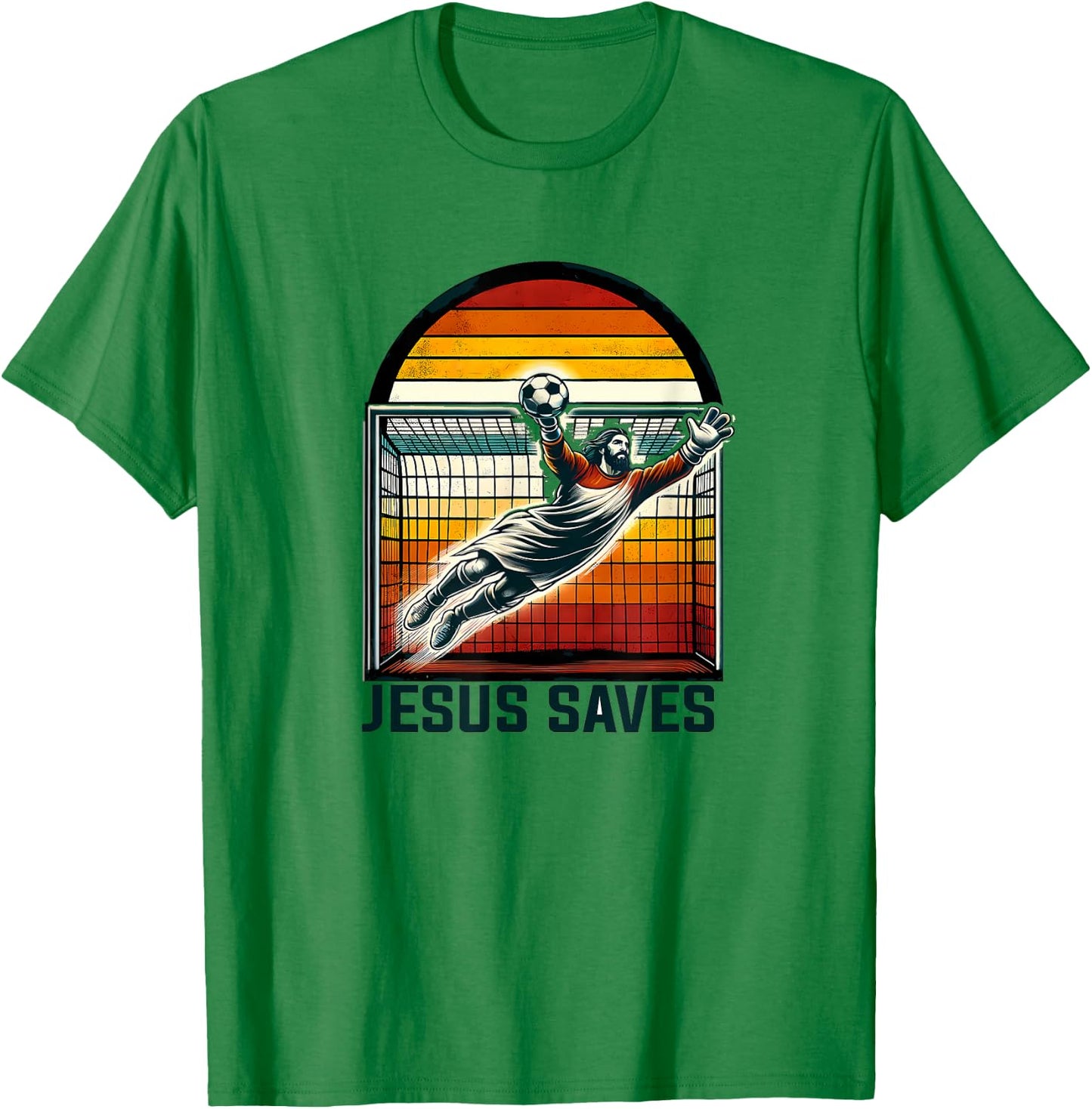 Jesus Saves Funny Football T-Shirt - T-Shirt | Irish Green
