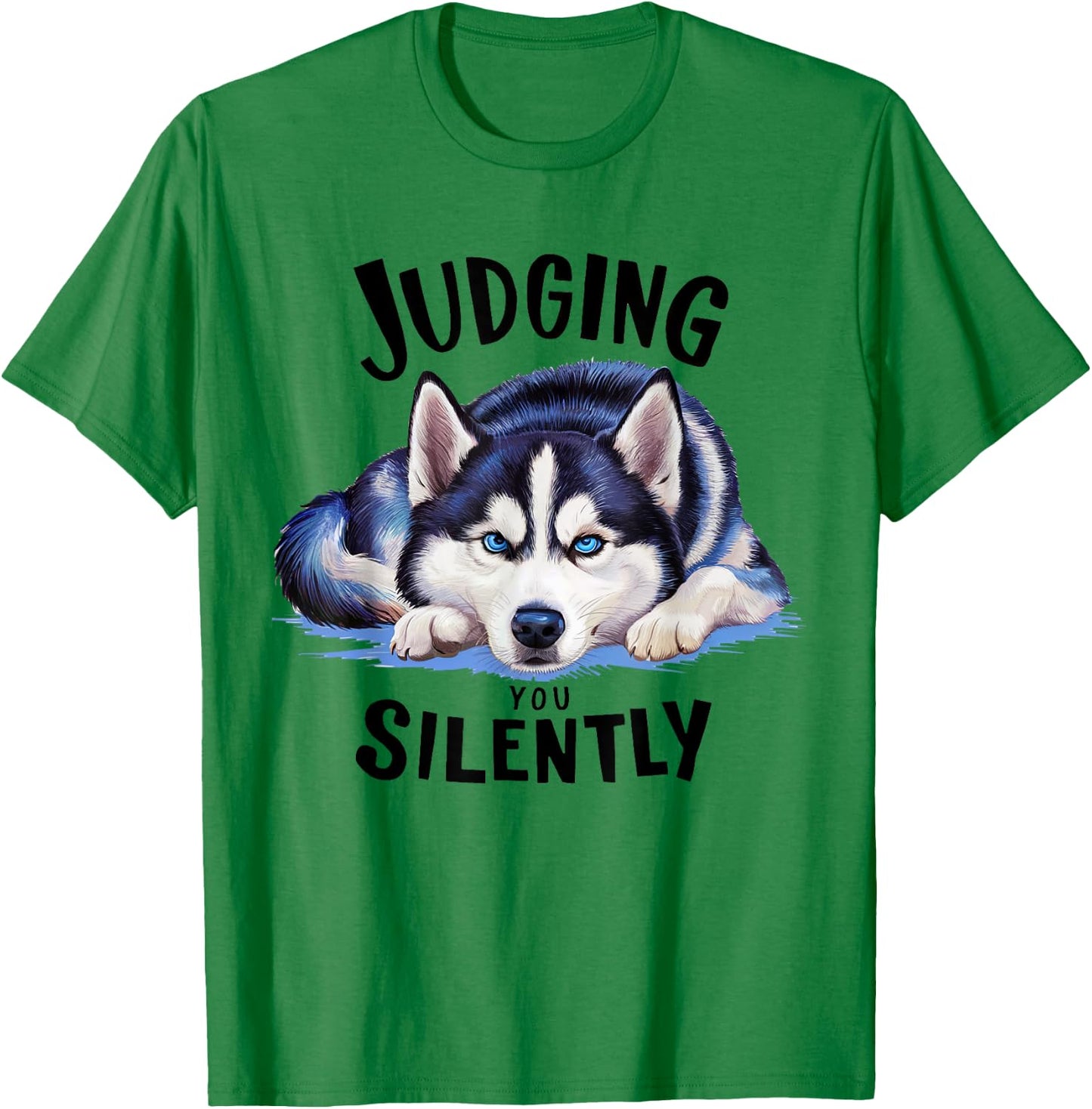berall Hundehaare -Adults Siberian Husky Dog T-Shirt - T-Shirt | Irish Green