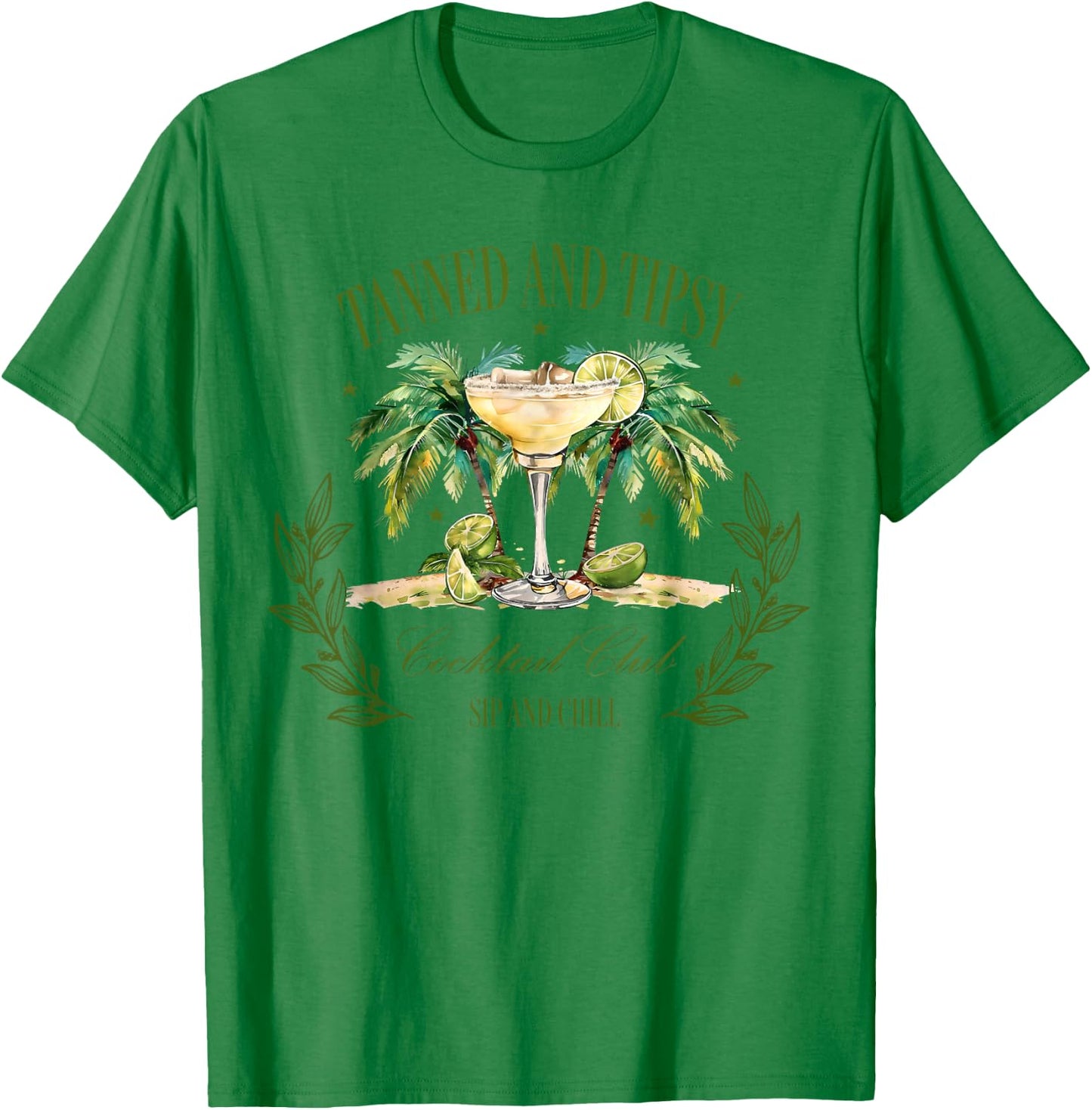 Tanned & Tipsy Cocktail Club Sip & Chill Summer Hawaii Beach Men Women T-Shirt - T-Shirt | Irish Green