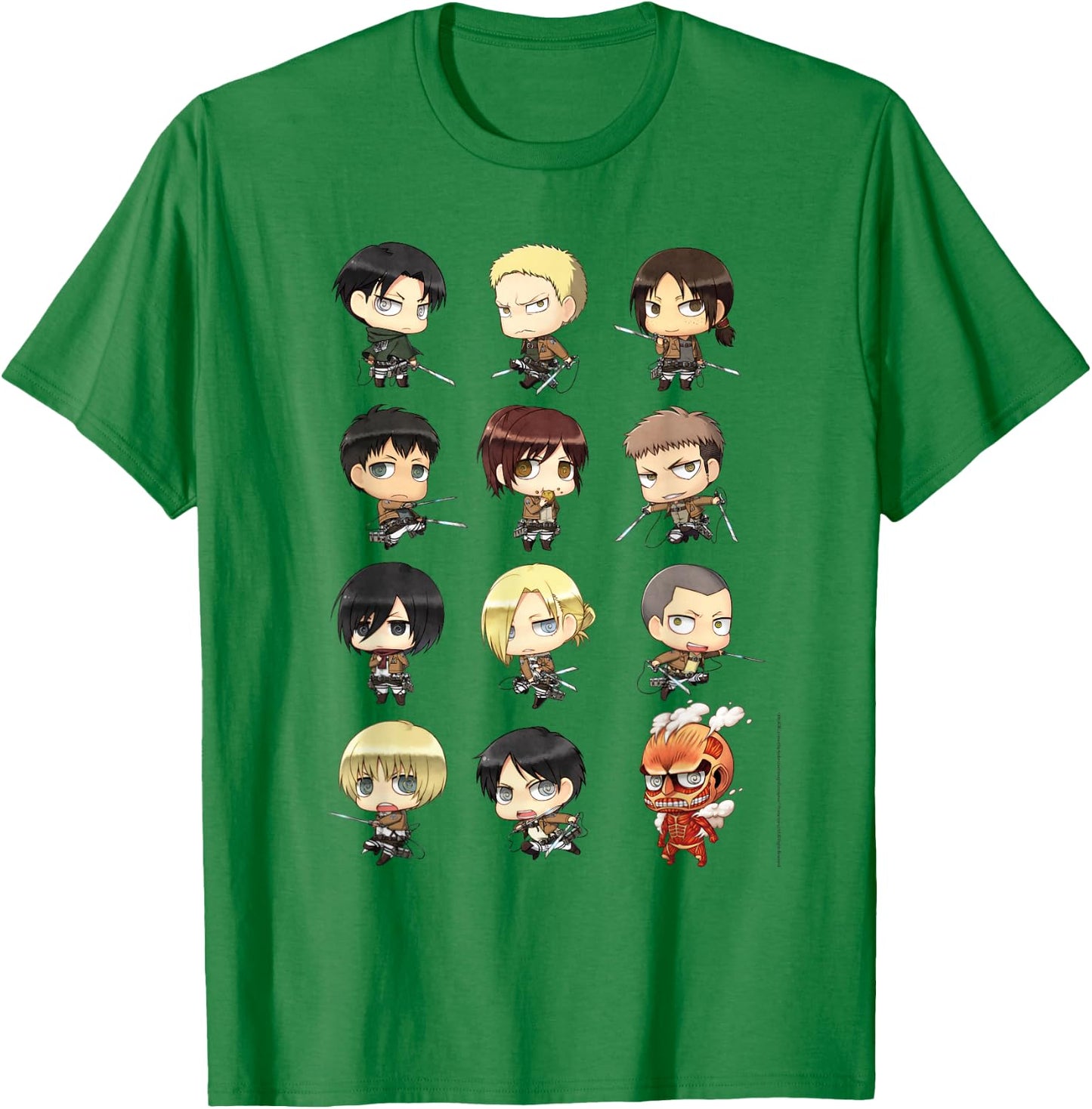 Attack on Titan Chibi All Characters Anime T-Shirt - T-Shirt | Irish Green
