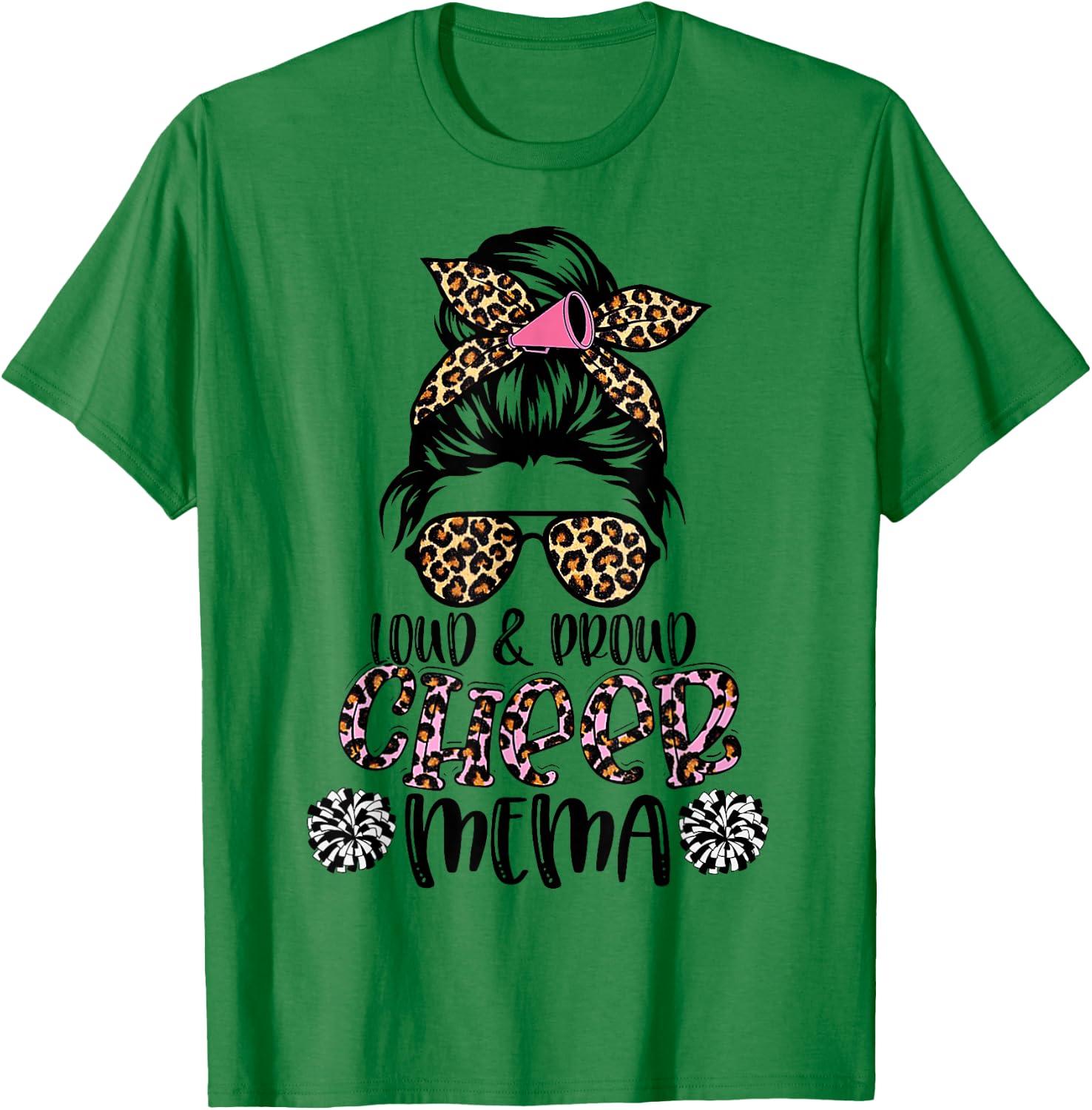 Loud And Proud Cheer Mema Leopard Mother's Day T-Shirt - T-Shirt | Irish Green