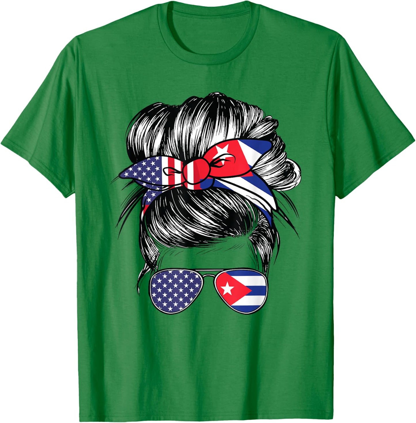 Cuba Flag American Women Girl USA Heritage Cuban T-Shirt - T-Shirt | Irish Green