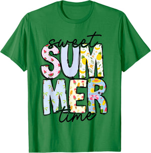 Sweet Summer Time Summer Vibes Women Kids Funny Beach Vacay T-Shirt - T-Shirt | Irish Green