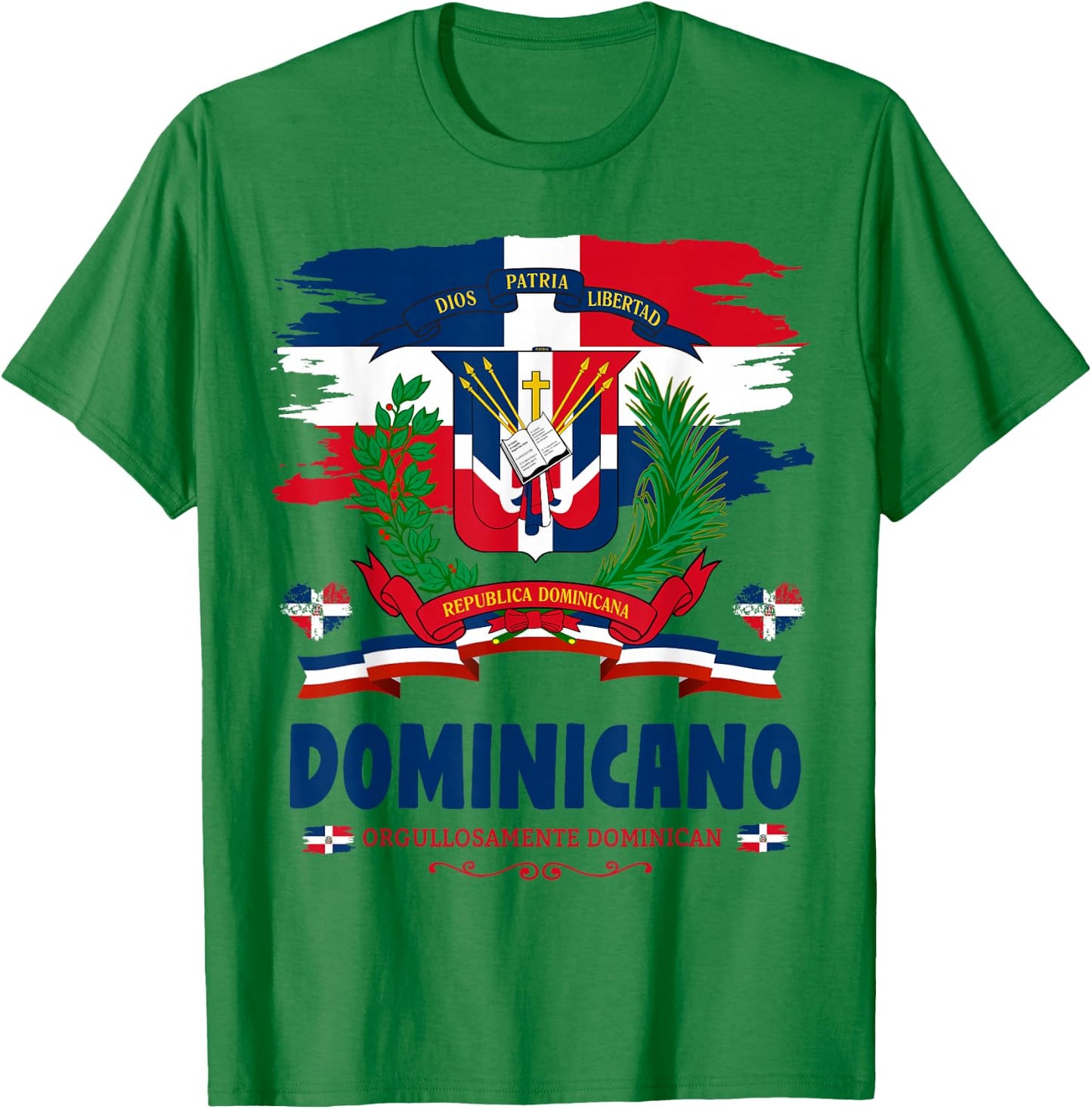 Coat of Arms Republica Dominicana For Kids & Dominican Flag T-Shirt - T-Shirt | Irish Green