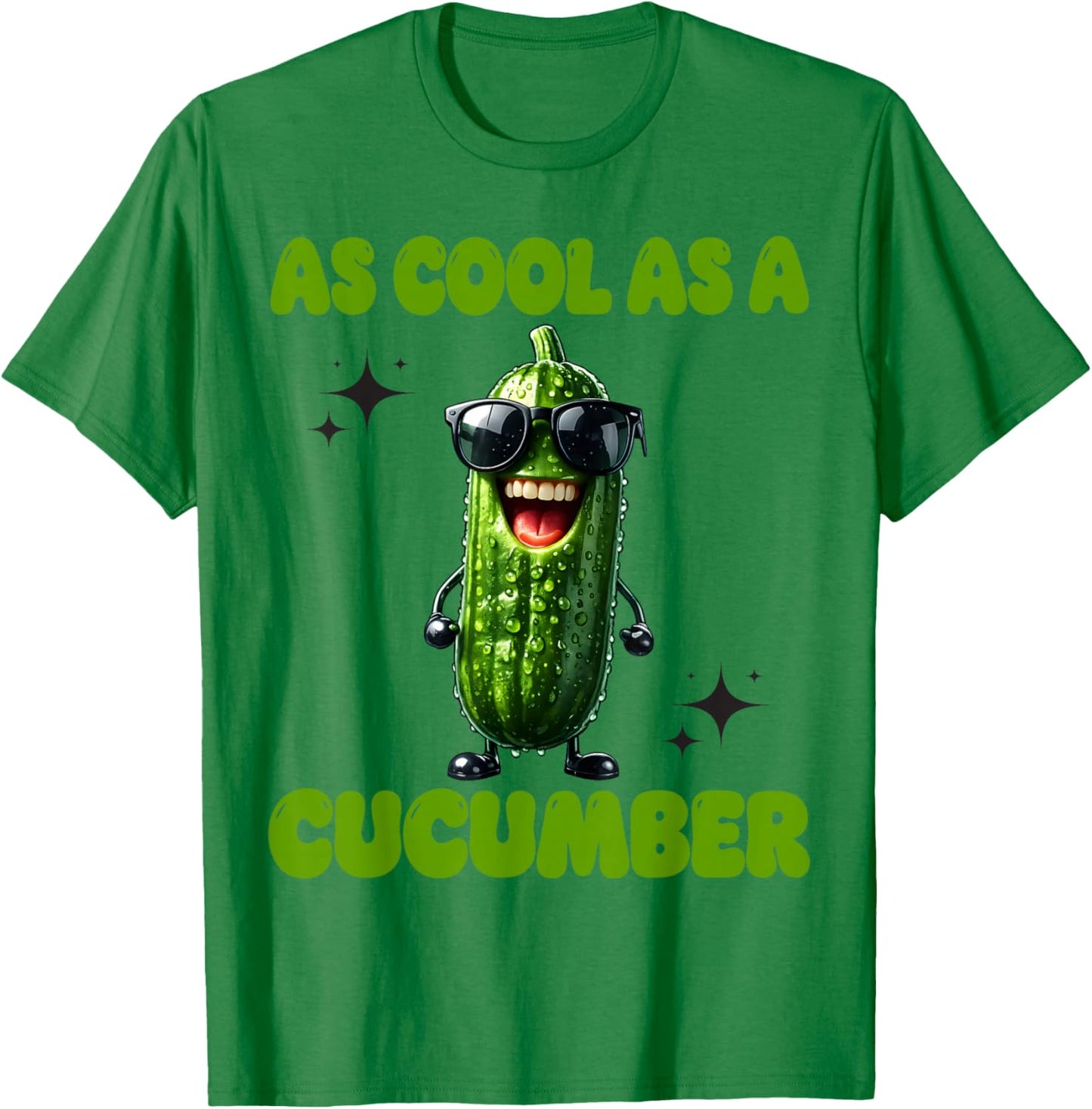 As Cool As a Cucumber Funny Cucumber in Sunglusses Design T-Shirt - T-Shirt | Irish Green