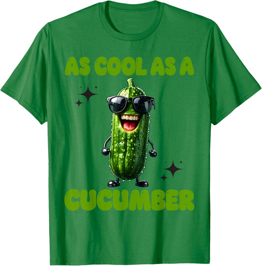 As Cool As a Cucumber Funny Cucumber in Sunglusses Design T-Shirt - T-Shirt | Irish Green