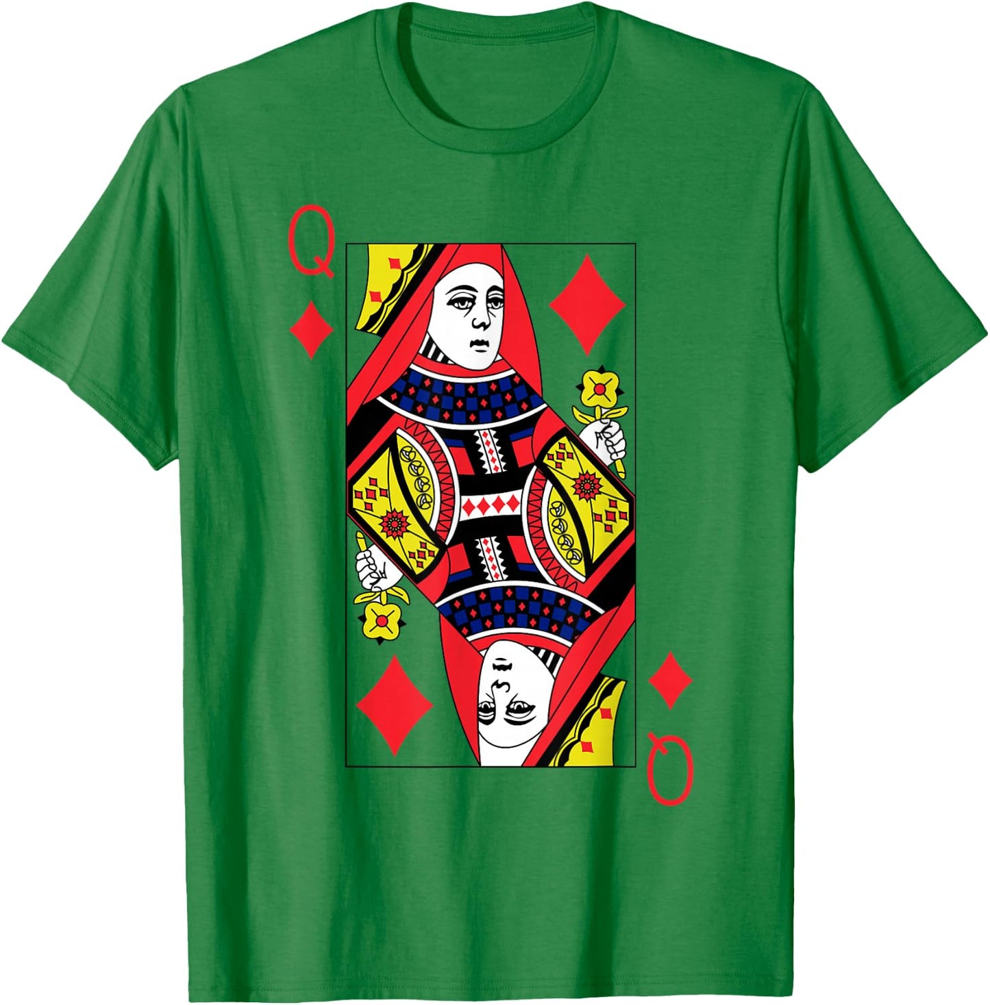 Queen of Diamonds Playing Cards Halloween Party Costume T-Shirt - T-Shirt | Irish Green