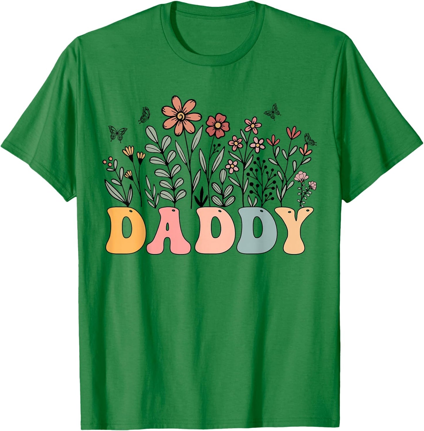 Daddy Wildflower Groovy Retro Hippie Family Matching T-Shirt - T-Shirt | Irish Green