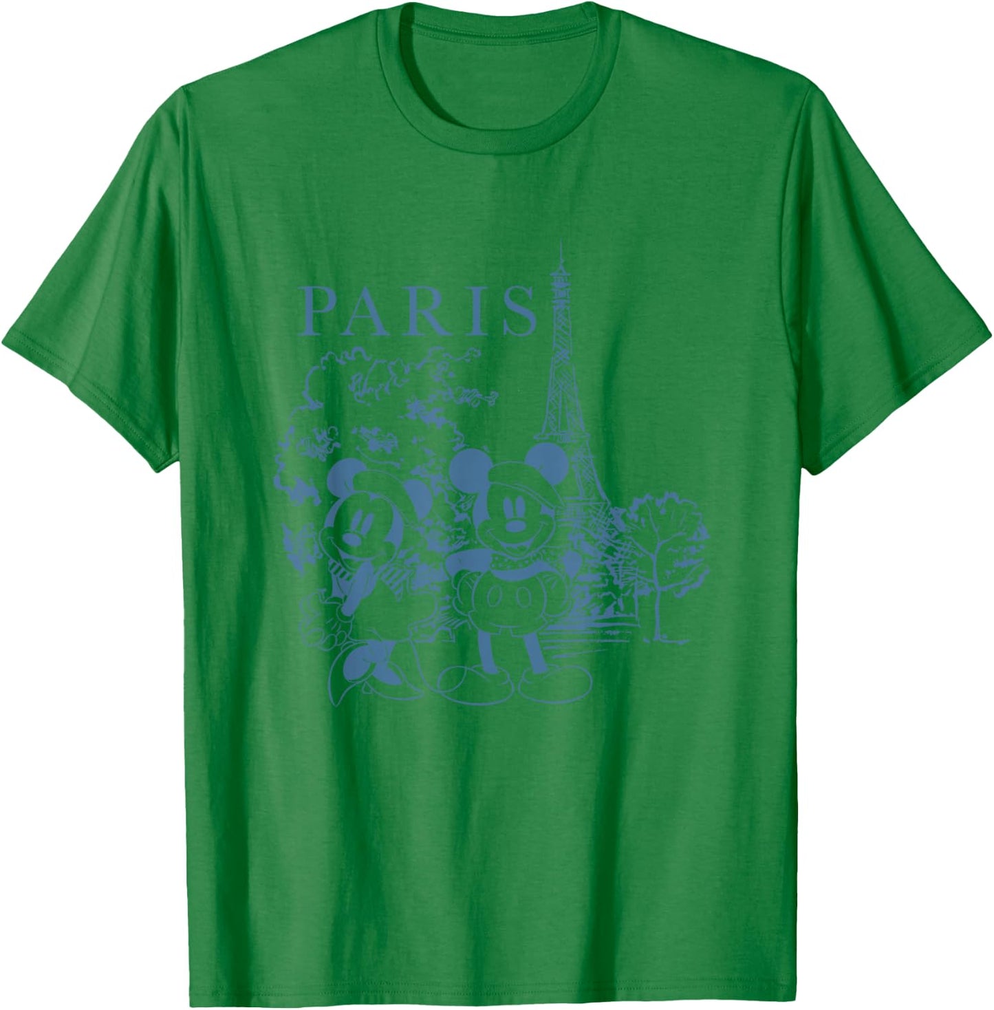 Disney Mickey and Friends Iconic Couple in Paris Chest Logo T-Shirt - T-Shirt | Irish Green