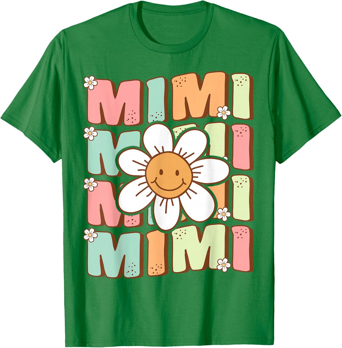 Cute Groovy Mimi 70s Family Birthday Party Daisy Flower T-Shirt - T-Shirt | Irish Green