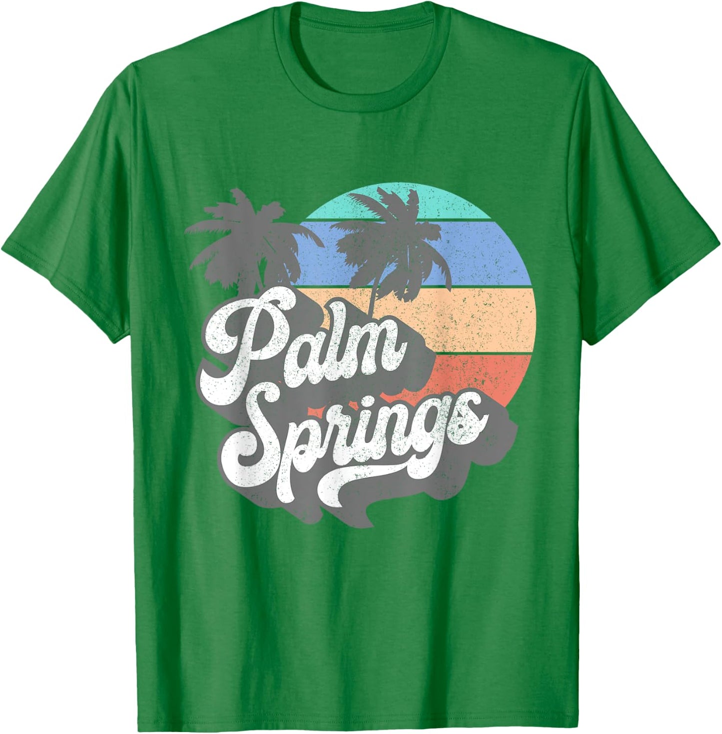 Vintage 70's Palm Springs California Beach Surfing Retro Men Women T-Shirt - T-Shirt | Irish Green