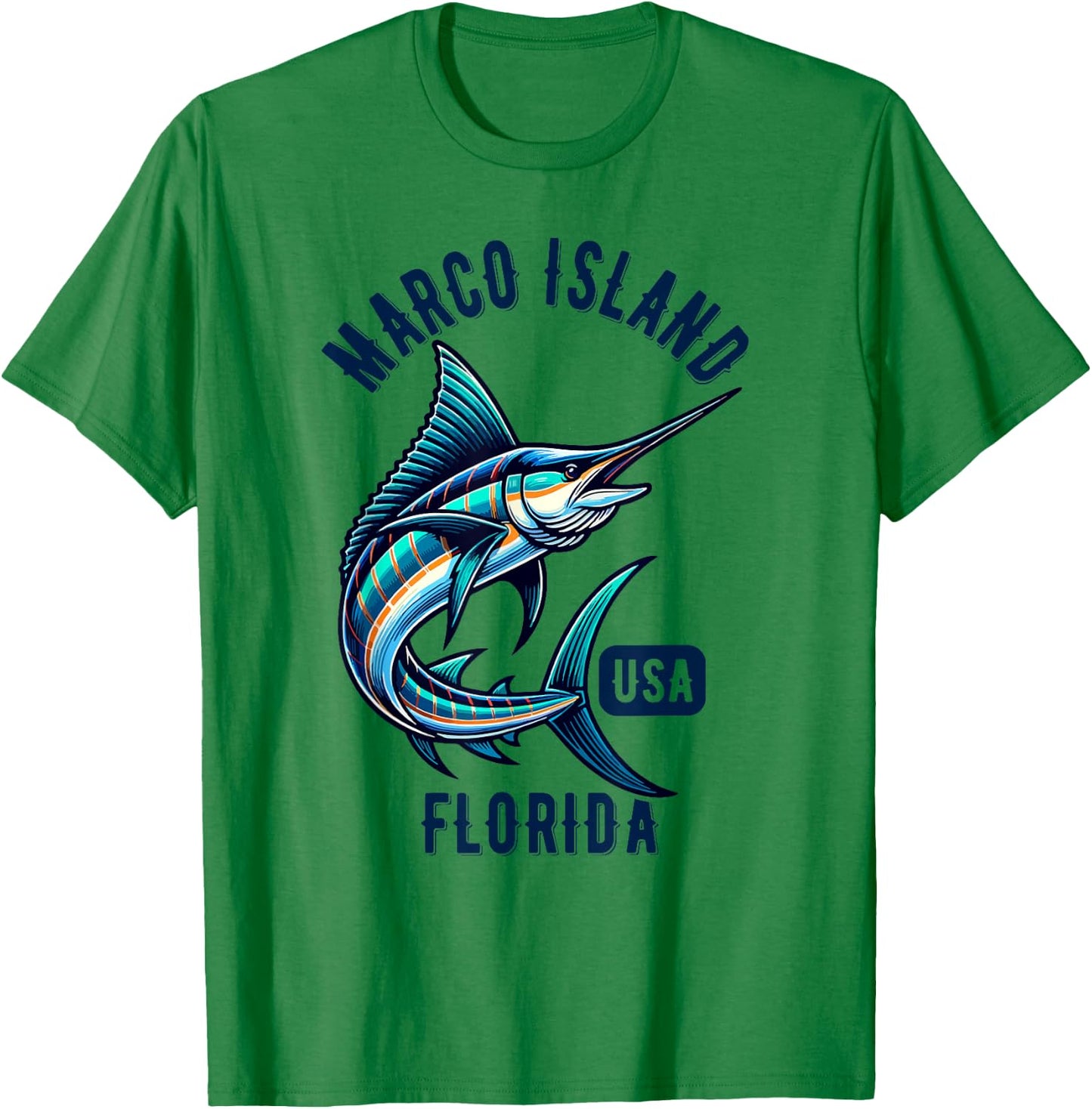 Marco Island Florida USA Fishing Design T-Shirt - T-Shirt | Irish Green