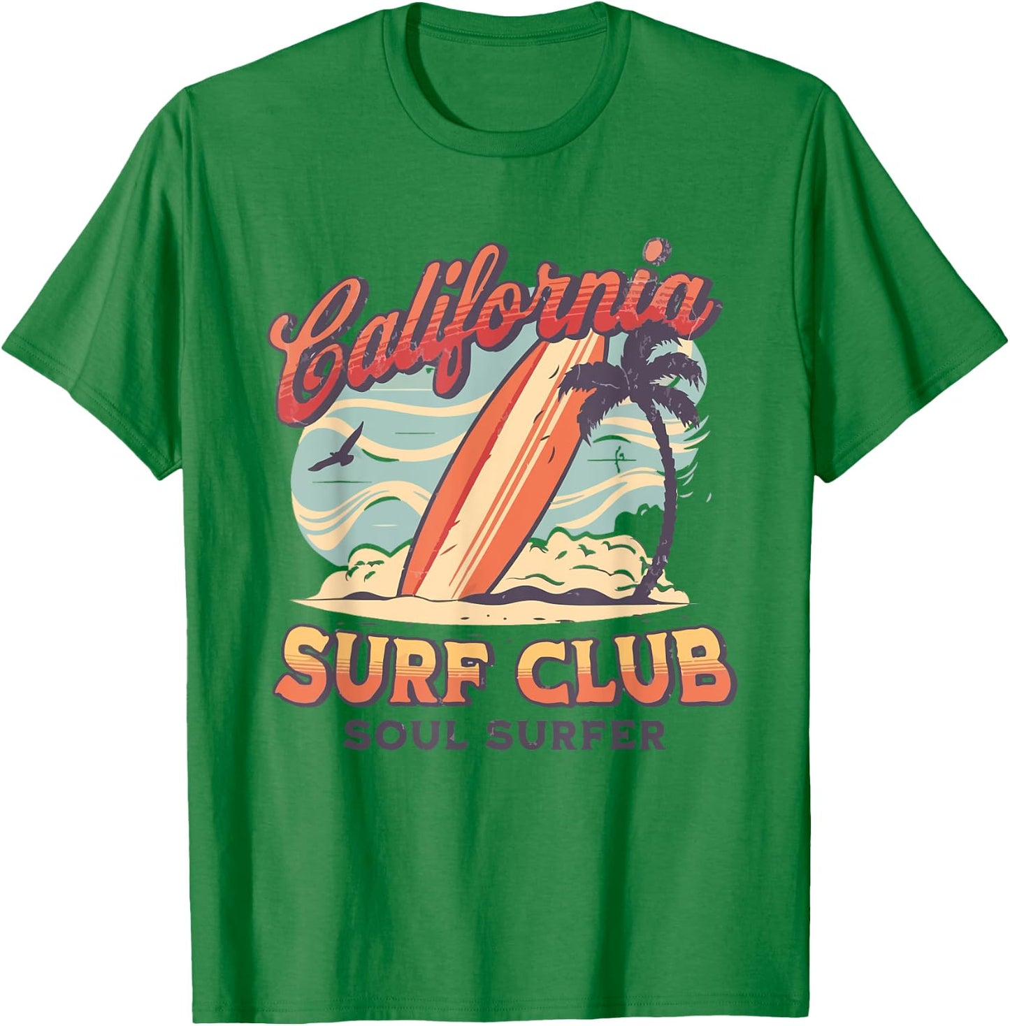 California Surf Club USA California Beach Men Women Kids T-Shirt - T-Shirt | Irish Green