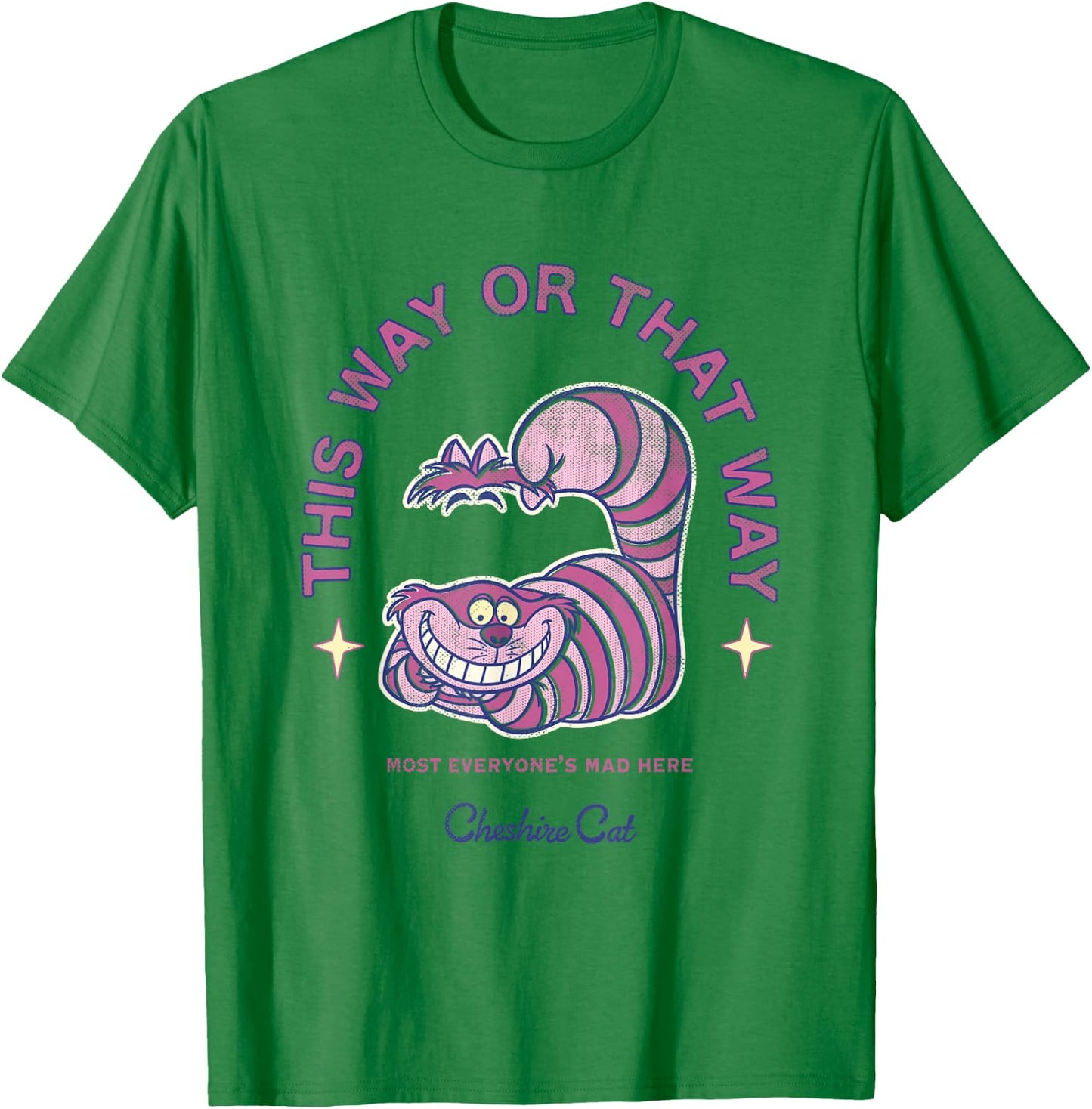 Disney Alice in Wonderland Cheshire Cat's Way Big Chest Logo T-Shirt - T-Shirt | Irish Green