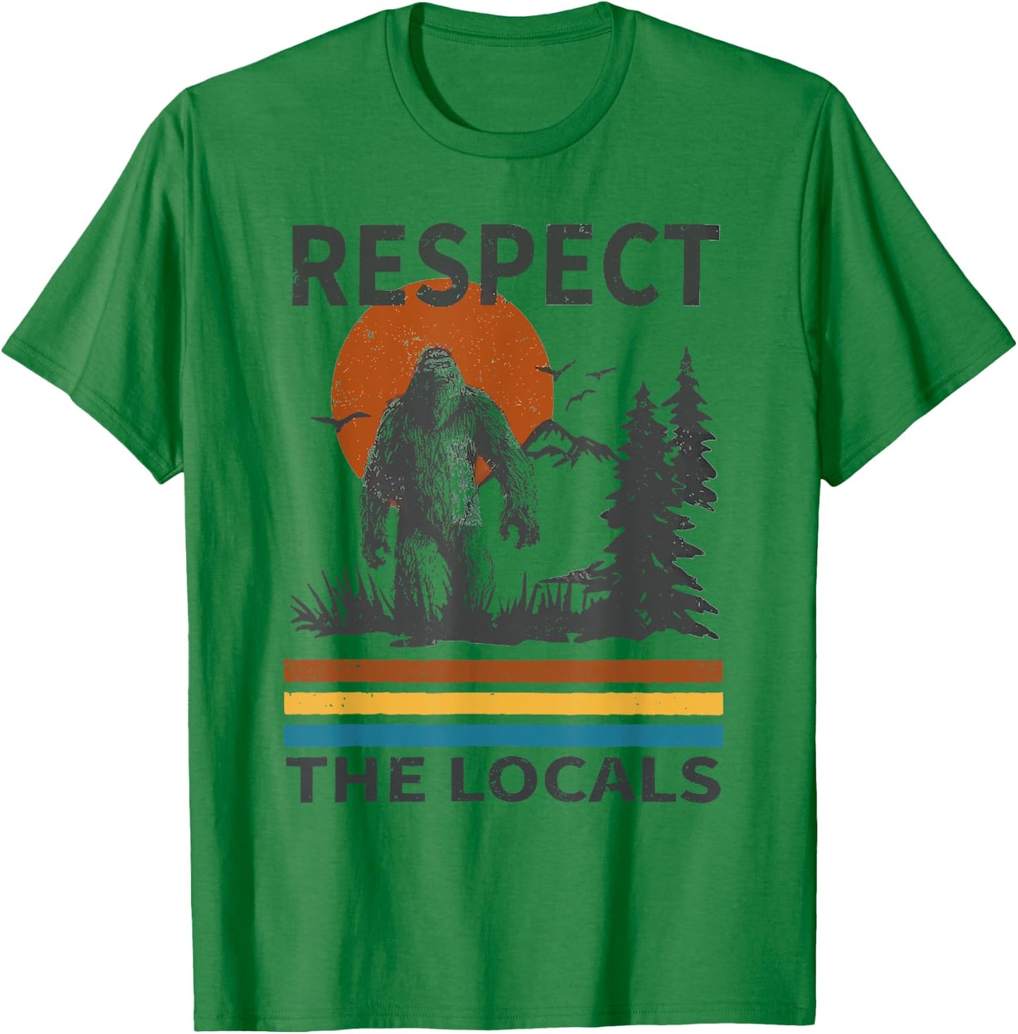 Respect the Locals Sasquatch , Small, Grey T-Shirt - T-Shirt | Irish Green