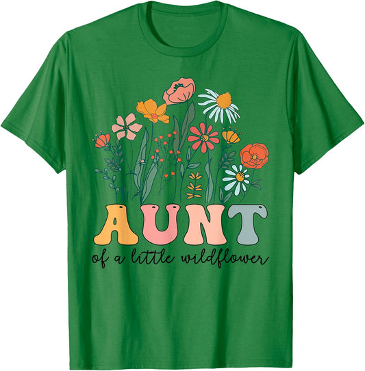 Aunt Of The Little Wildflower Birthday Party Baby Shower T-Shirt - T-Shirt | Irish Green