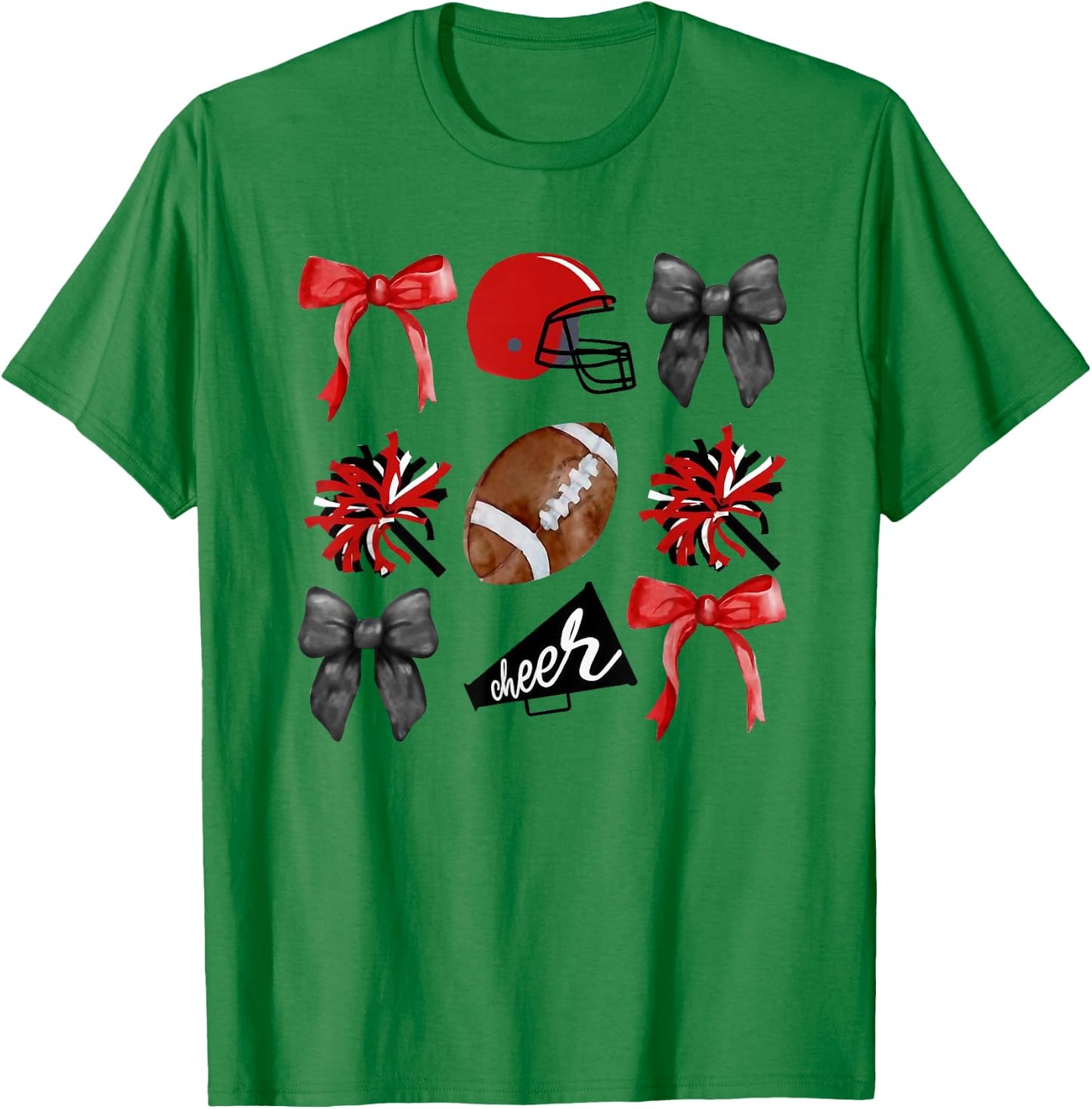 Cheer Coquette Bow American Football Autumn Thanksgiving T-Shirt - T-Shirt | Irish Green