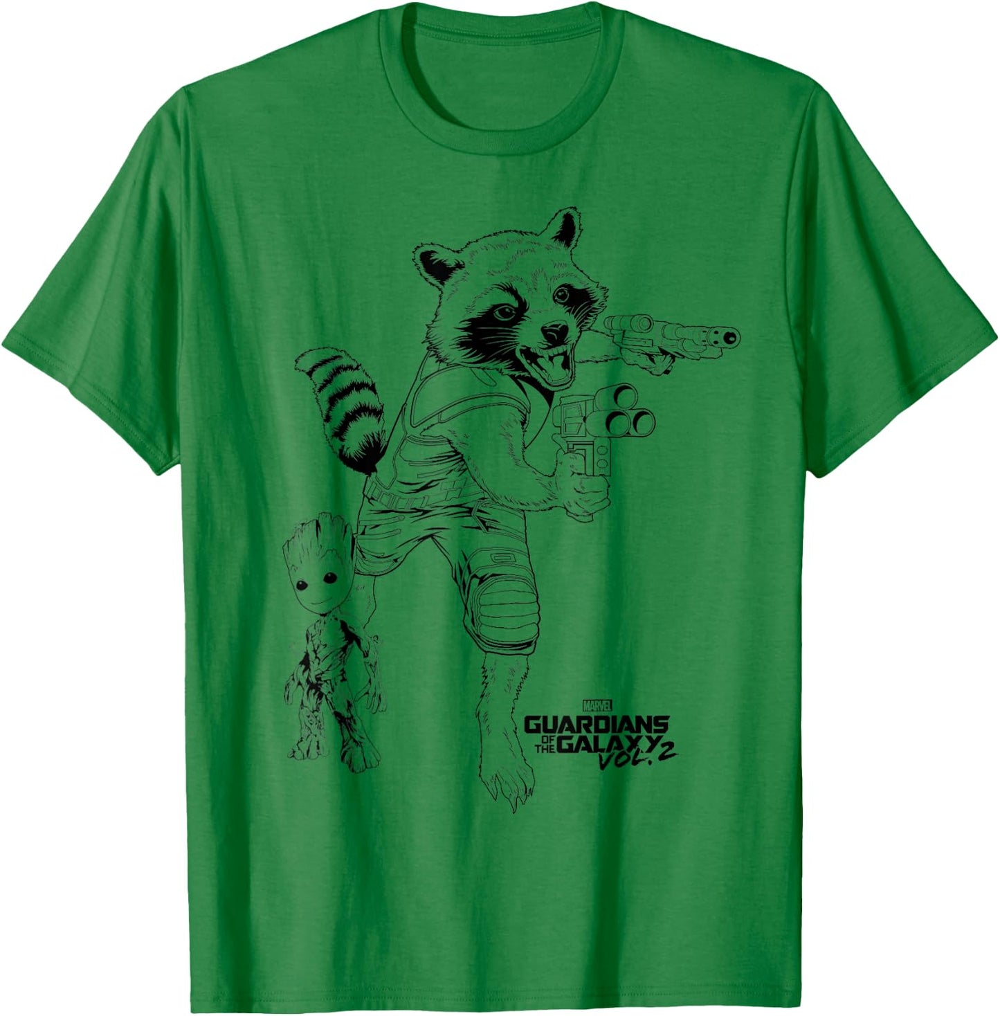 Marvel Guardians of The Galaxy Vol 2 Rocket & Groot Sketch T-Shirt - T-Shirt | Irish Green