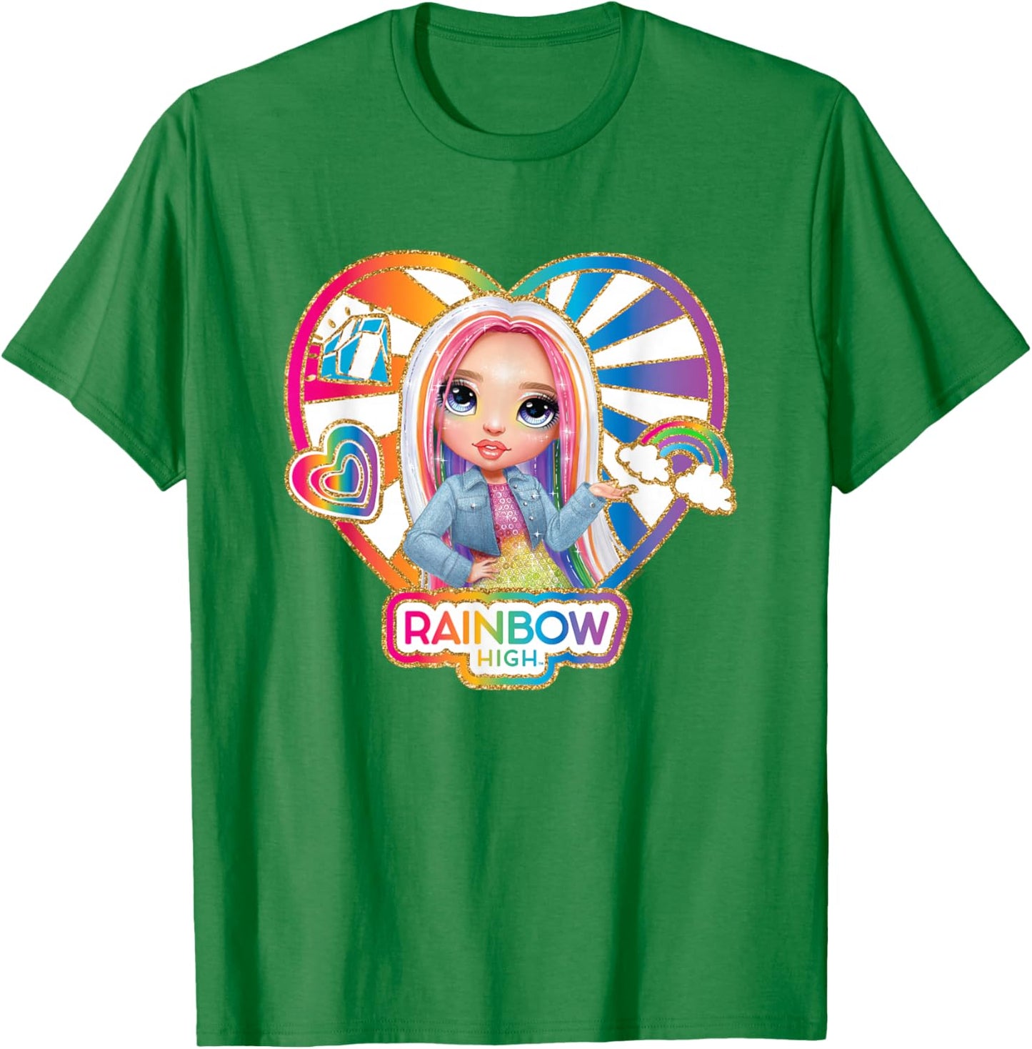 Rainbow High Amaya Raine Heart Shaped Vintage Portrait T-Shirt - T-Shirt | Irish Green