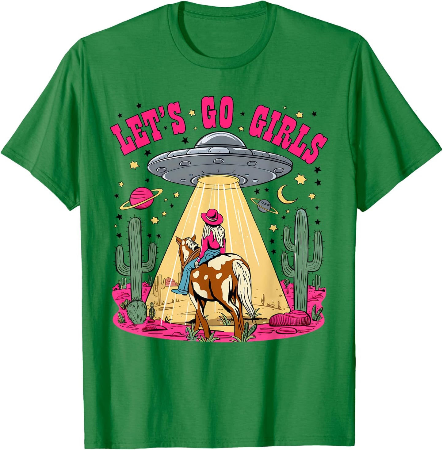 Let's Go Girls Space Desert Cowgirl Bachelorette Party T-Shirt - T-Shirt | Irish Green