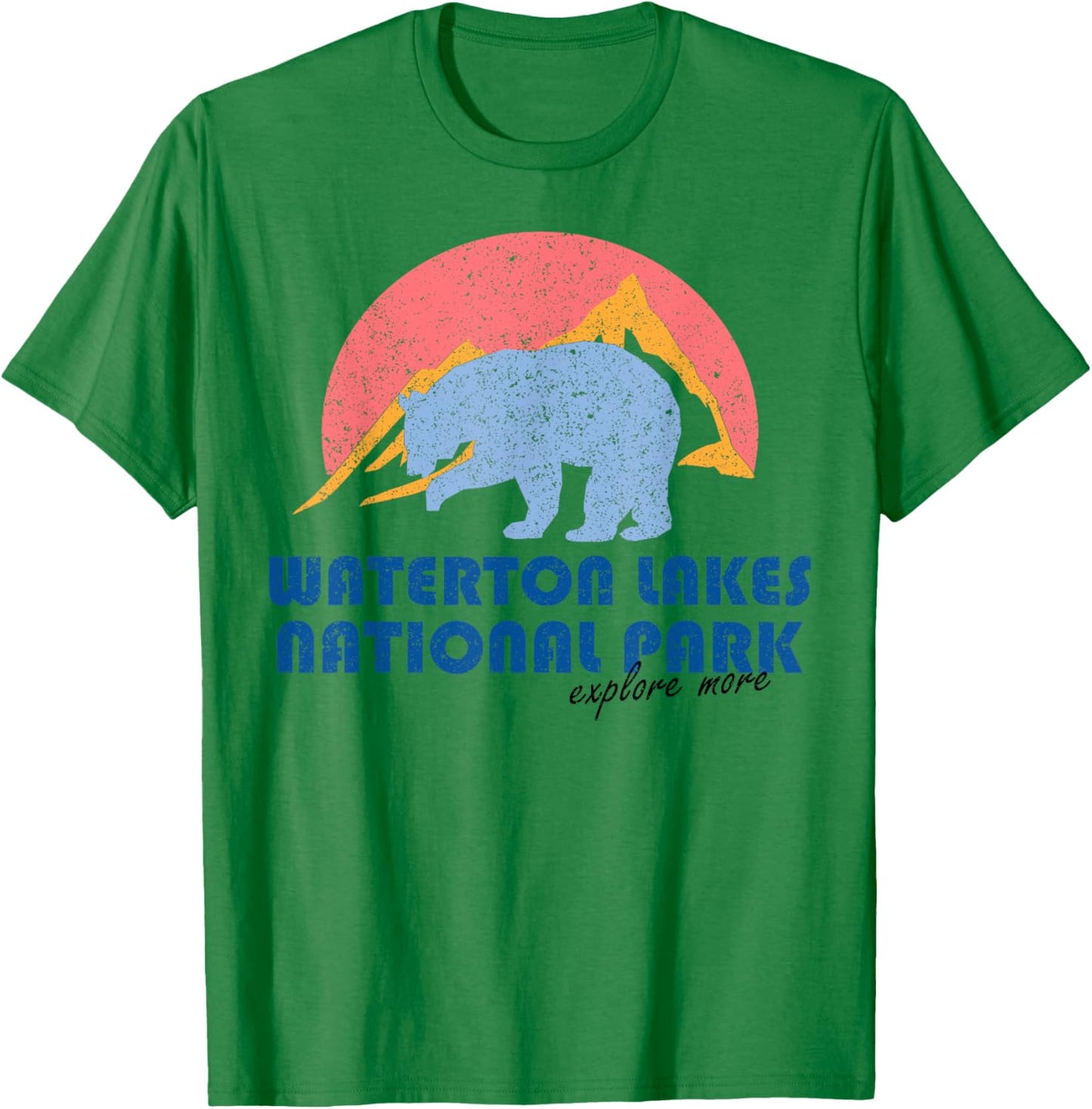 Vintage Waterton Lake National Park Retro Alberta T-Shirt - T-Shirt | Irish Green