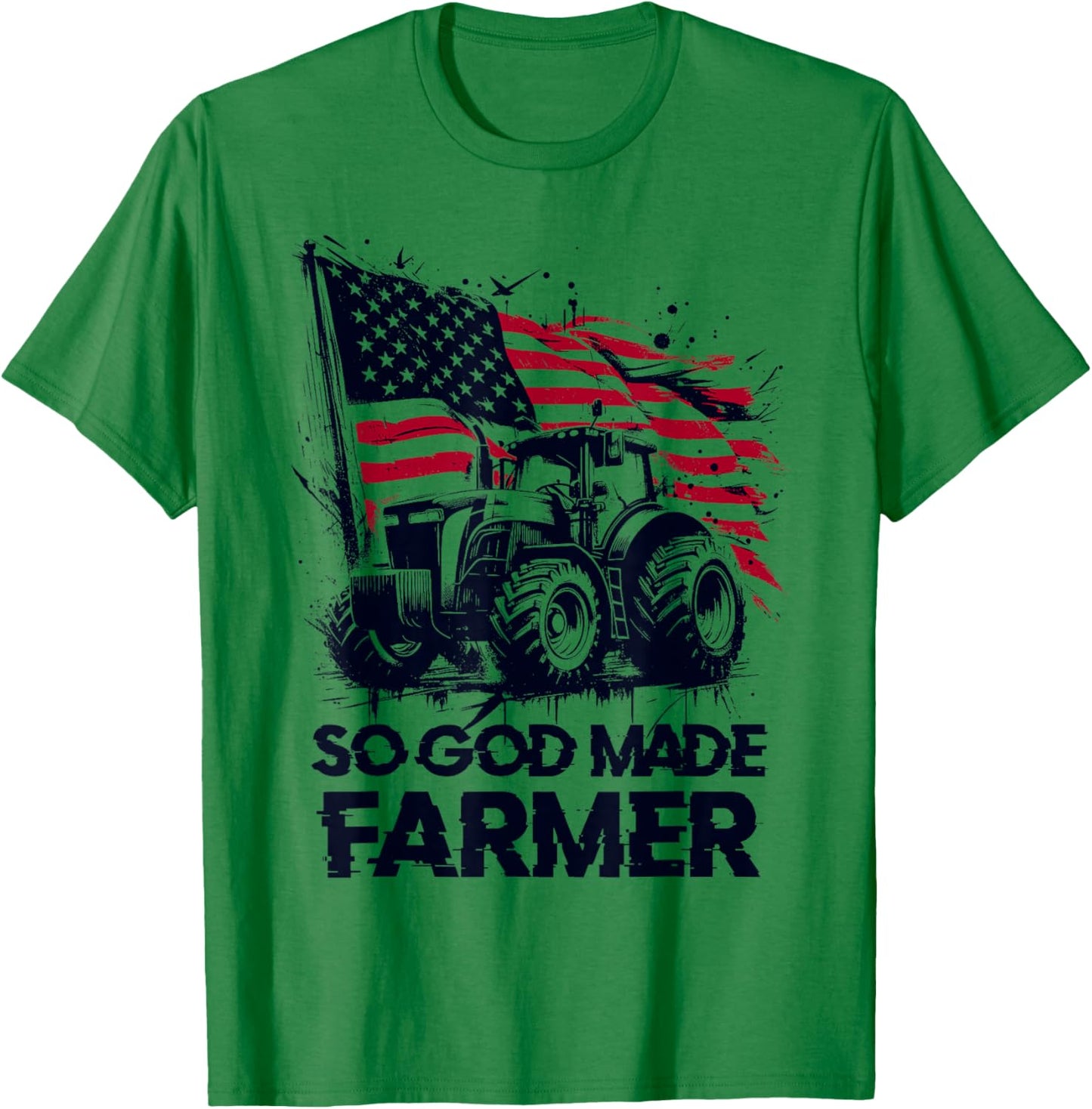 So God Made Farmer - Funny Patriotic USA Farming Lover T-Shirt - T-Shirt | Irish Green