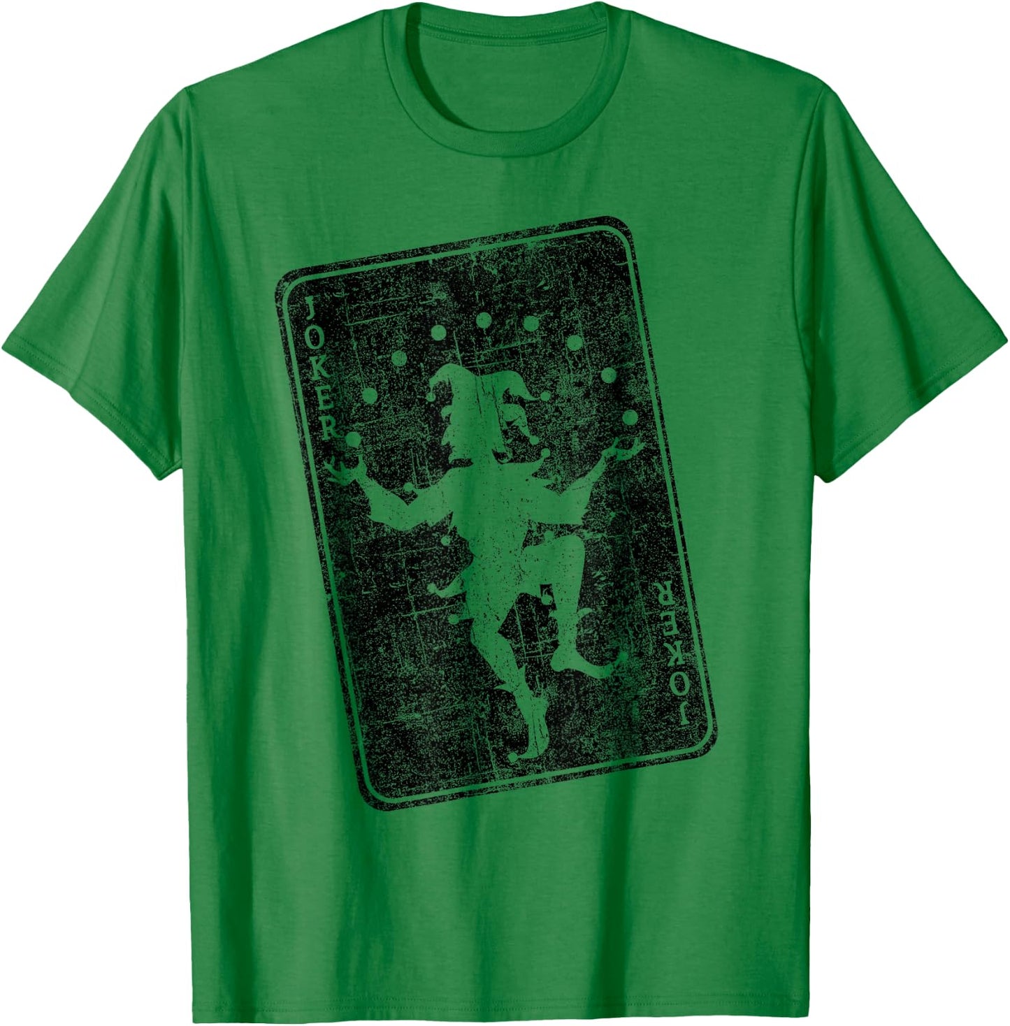 Distressed Joker playing card jester poker player halloween T-Shirt - T-Shirt | Irish Green
